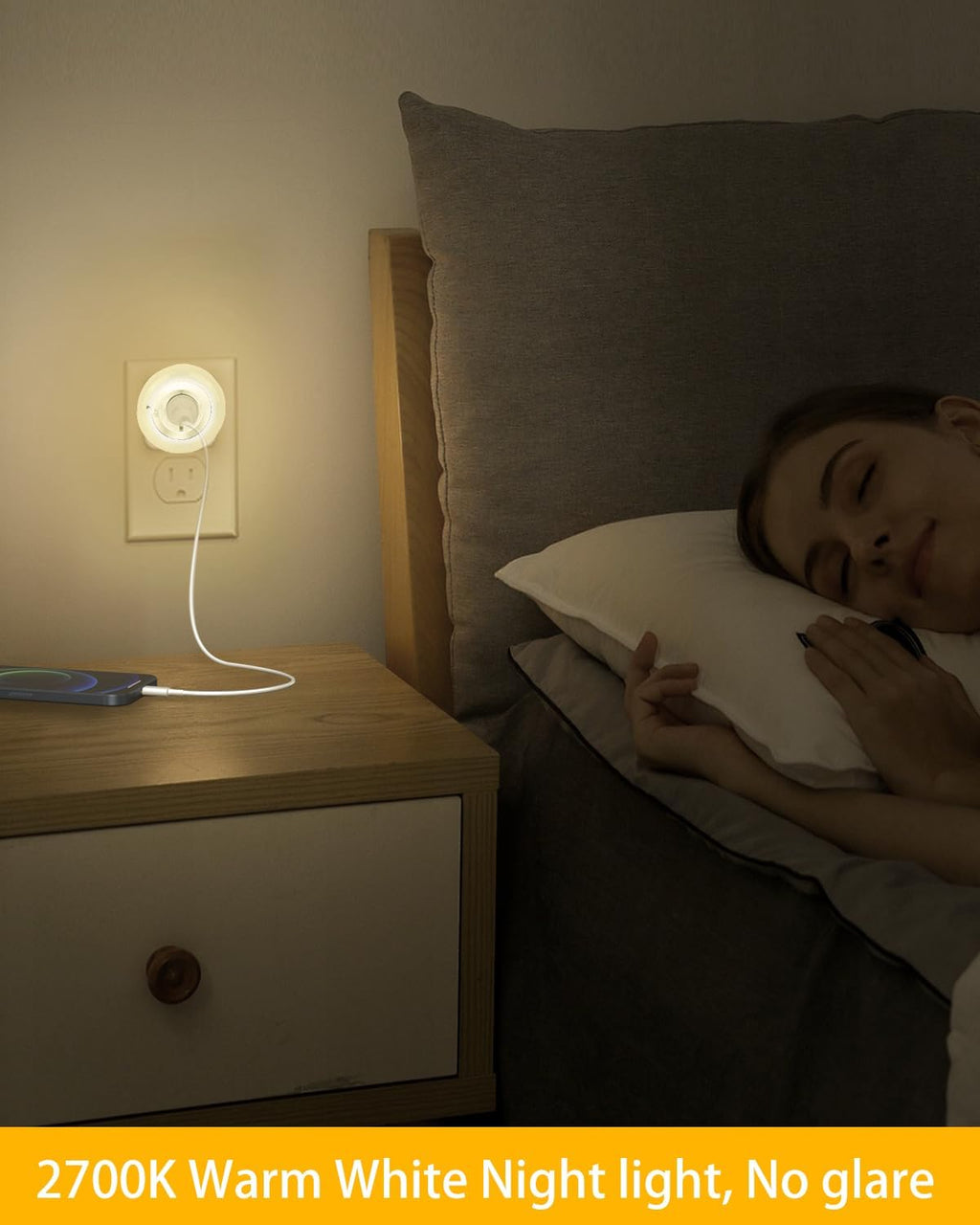 Nachtlicht Steckdose mit Daemmerungssensor dimmbar warmweiss fuer Flur Schlafzimmer