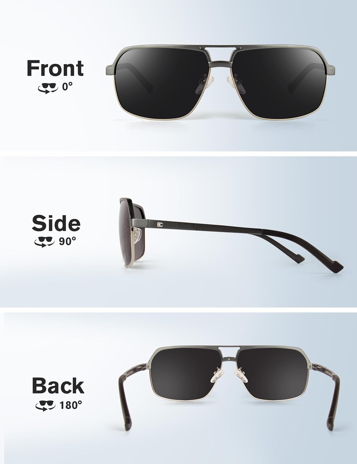 Polarisierte Herren Sonnenbrille Retro Schwarz 100% UV Schutz Fahren Angeln