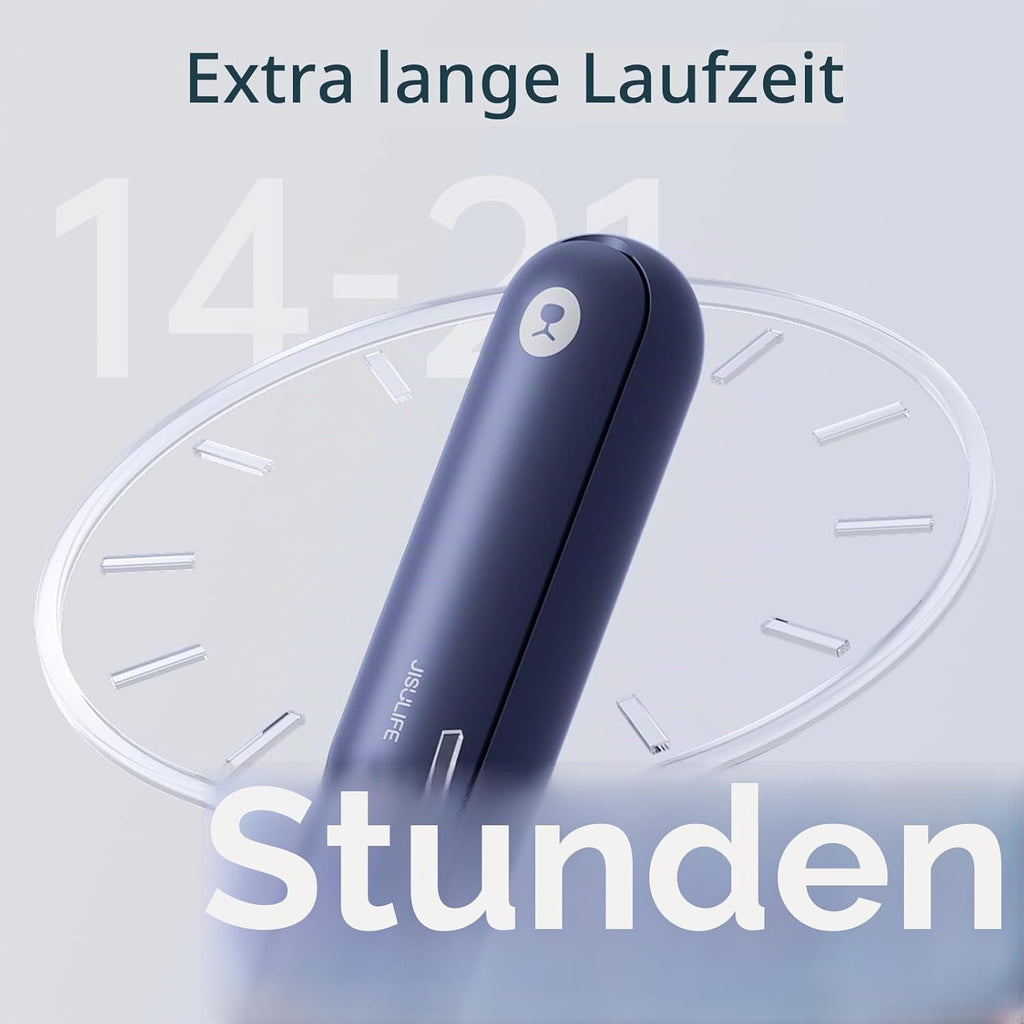 JISULIFE Mini Handventilator Akku 14-21h faltbar USB mit Powerbank blau