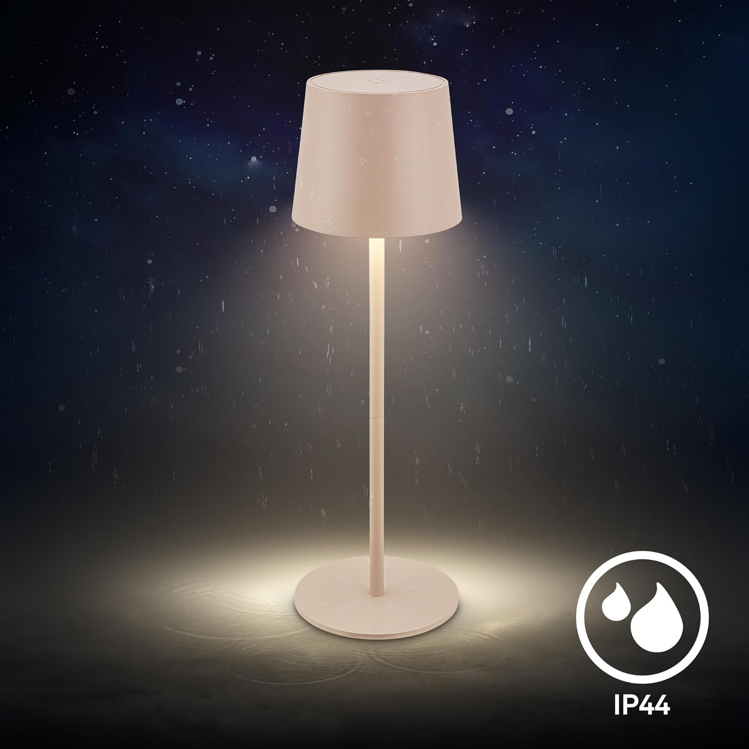 Briloner LED Tischlampe kabellos dimmbar Touch Akku IP44 beige 11x34,5 cm
