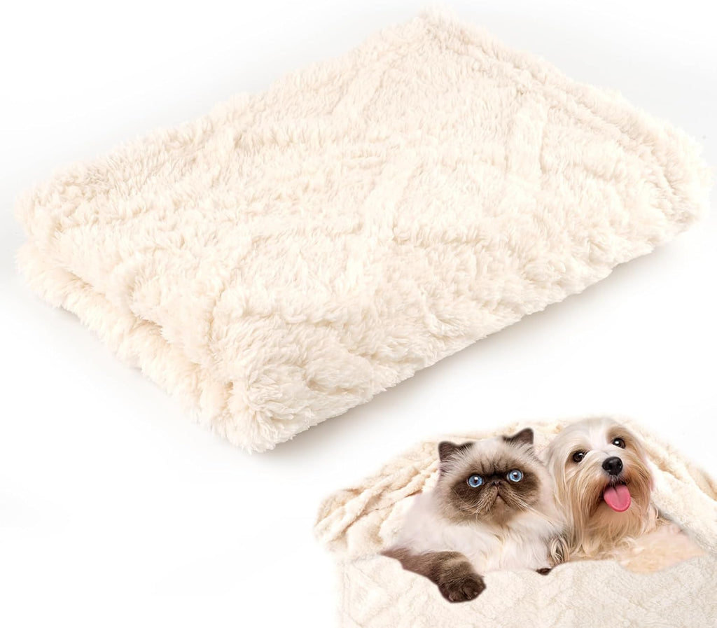 Hundedecke 70×100 cm Fleece flauschig waschbar beige fuer Hunde Katzen