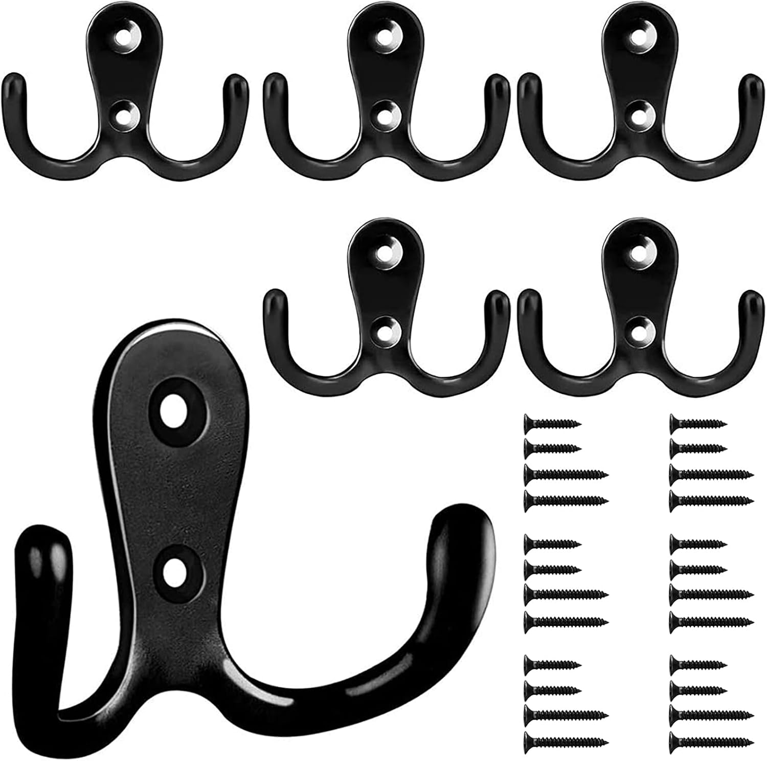 Kleiderhaken Wand 6er Set doppelt Retro Metall schwarz Vintage