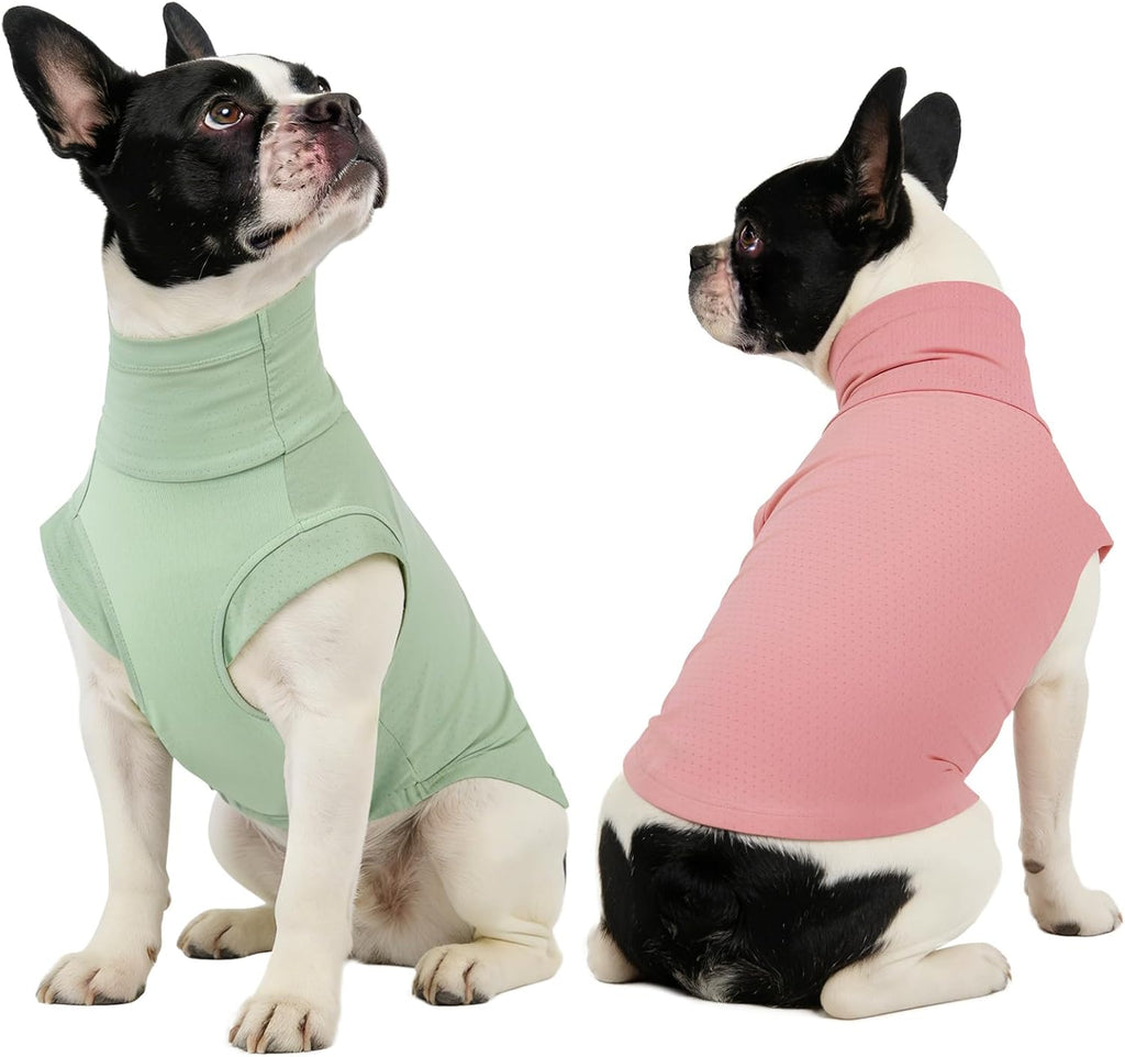Hundekuehlweste 2er-Pack Orange Blau mit Stehkragen und dehnbarem Bauchgurt