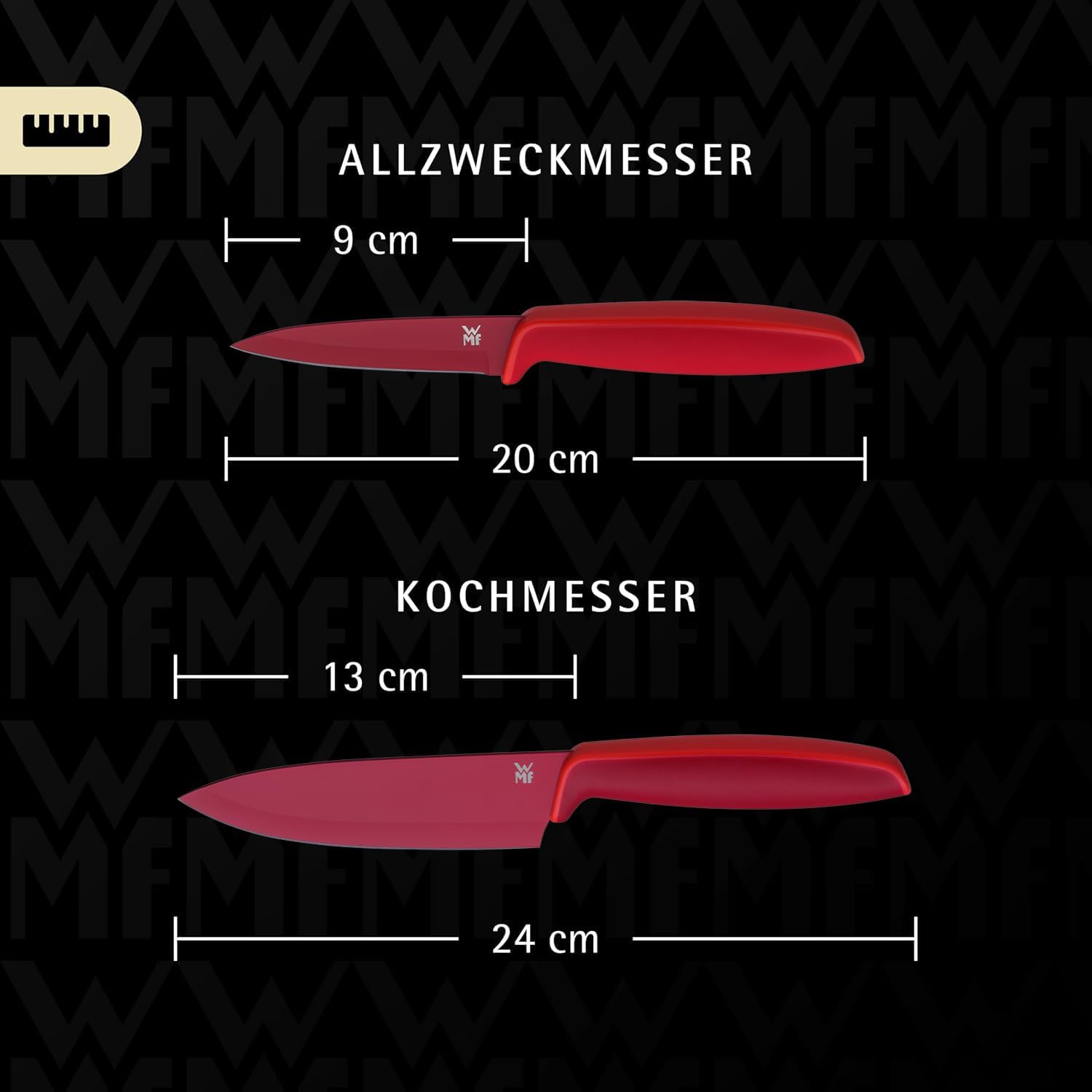 WMF Touch Messerset 2-teilig Kochmesser & Gemuesemesser Antihaft Schwarz