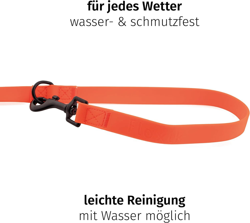 Floxik PVC Hundeleine verstellbar 2m-3m Schwarz - wasserfest schmutzabweisend