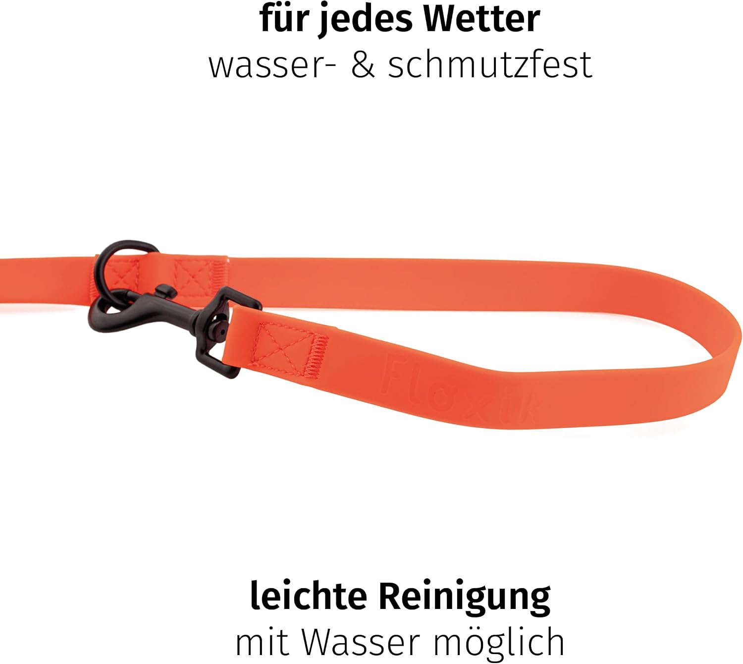 Floxik PVC Hundeleine verstellbar 2m-3m Schwarz - wasserfest schmutzabweisend