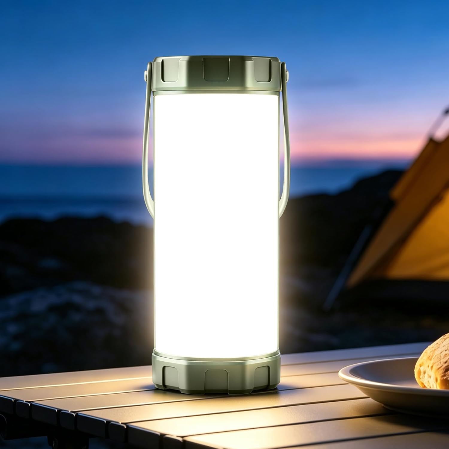 Glocusent Campinglampe 5000mAh mit 5 Helligkeitsstufen, SOS, IP68, 80 Std