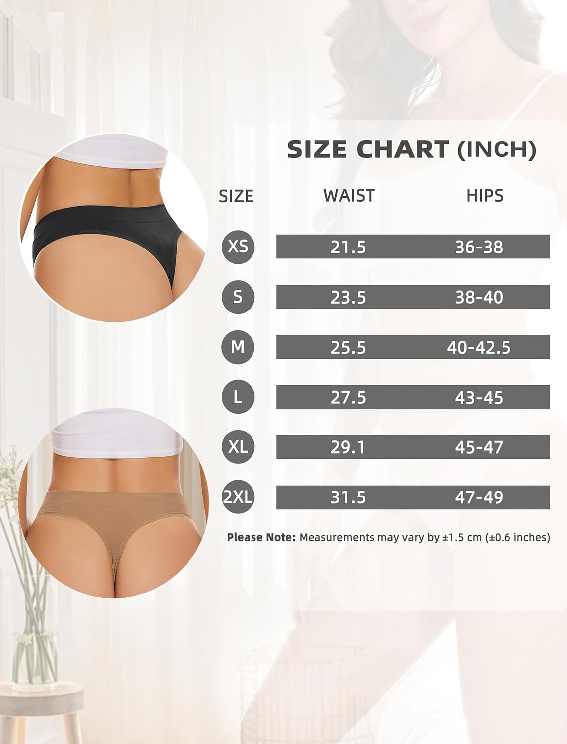 VOENXE nahtloser Damen String Tanga mit hohem Bund, unsichtbar, XS-XXL