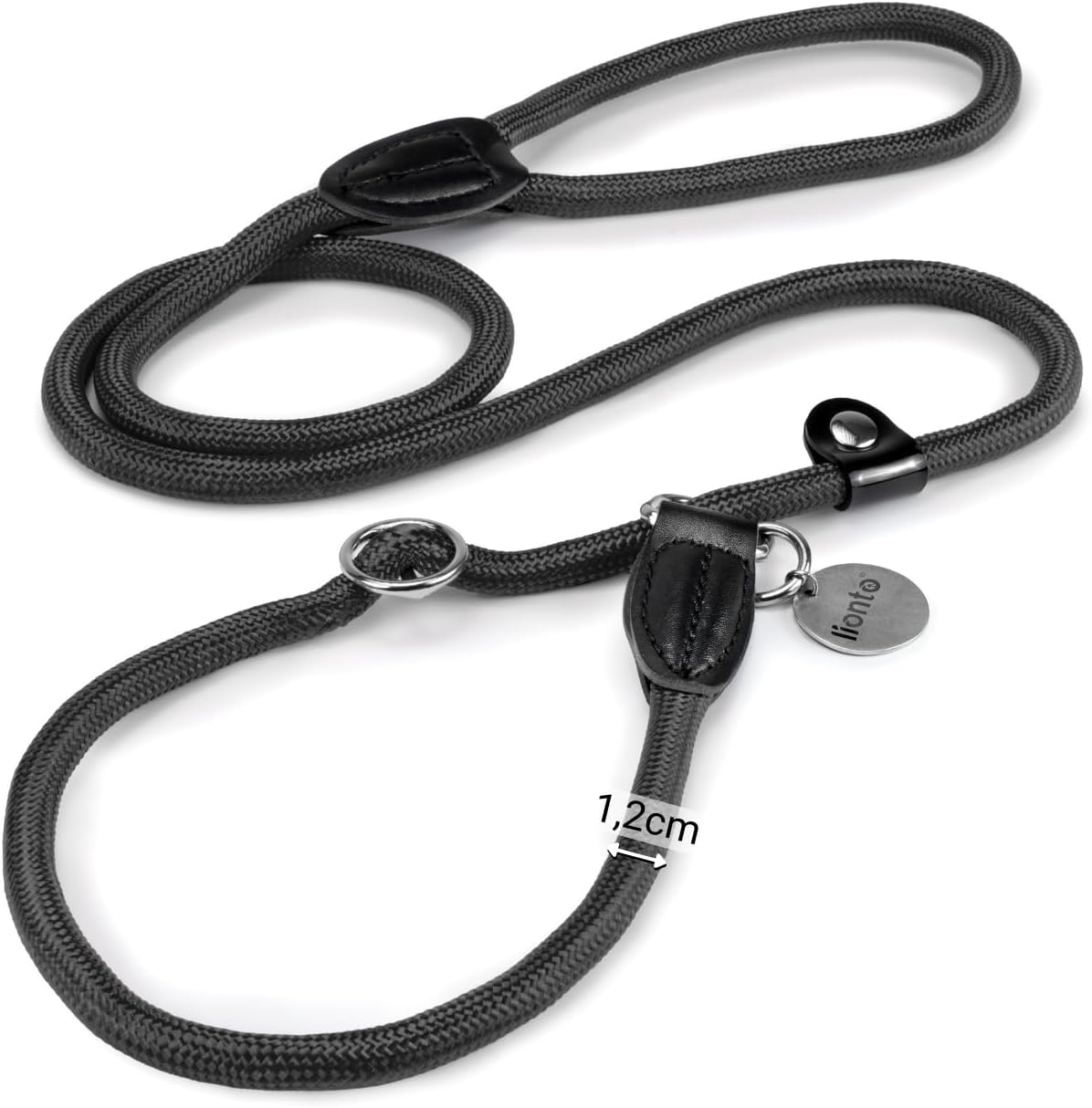 Lionto Retrieverleine vegan braun 120cm-170cm mit Zugstopp wetterfest
