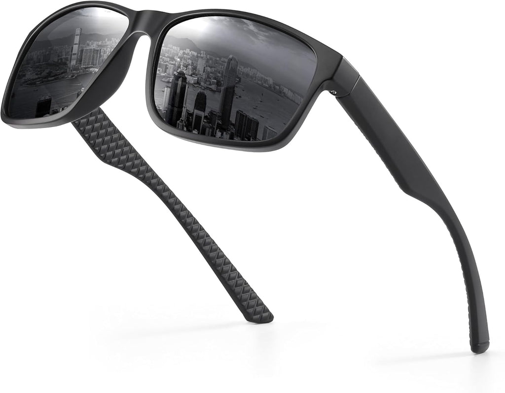 Sonnenbrille Herren Damen polarisiert UV400 unisex schwarz rechteckig Sport