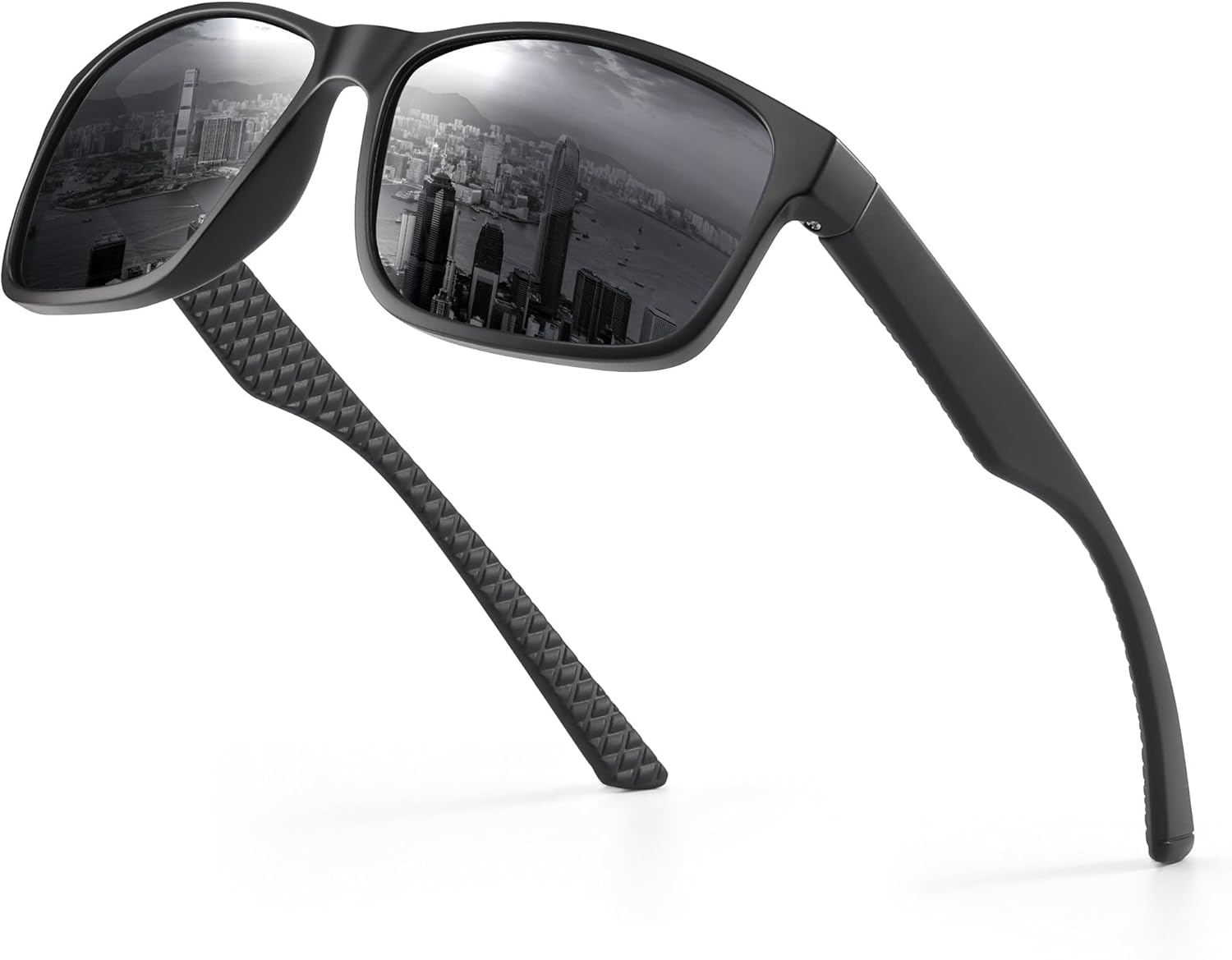 Sonnenbrille Herren Damen polarisiert UV400 unisex schwarz rechteckig Sport