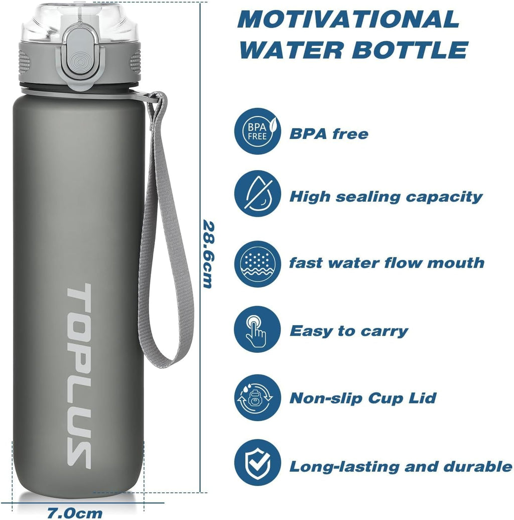 TOPLUS Sport-Trinkflasche BPA-frei leicht stossfest schwarz