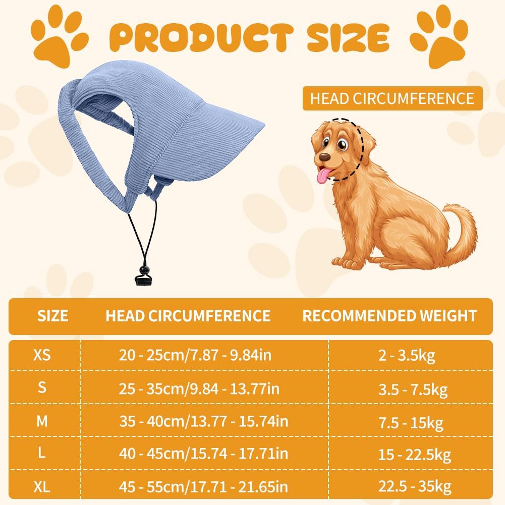 OFFCUP Hunde Baseballmuetze verstellbar mit Ohrloechern XS-XL Blau