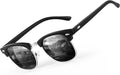 Polarisierte Sonnenbrille Herren Damen Halbrahmen Schwarz UV400 Retro