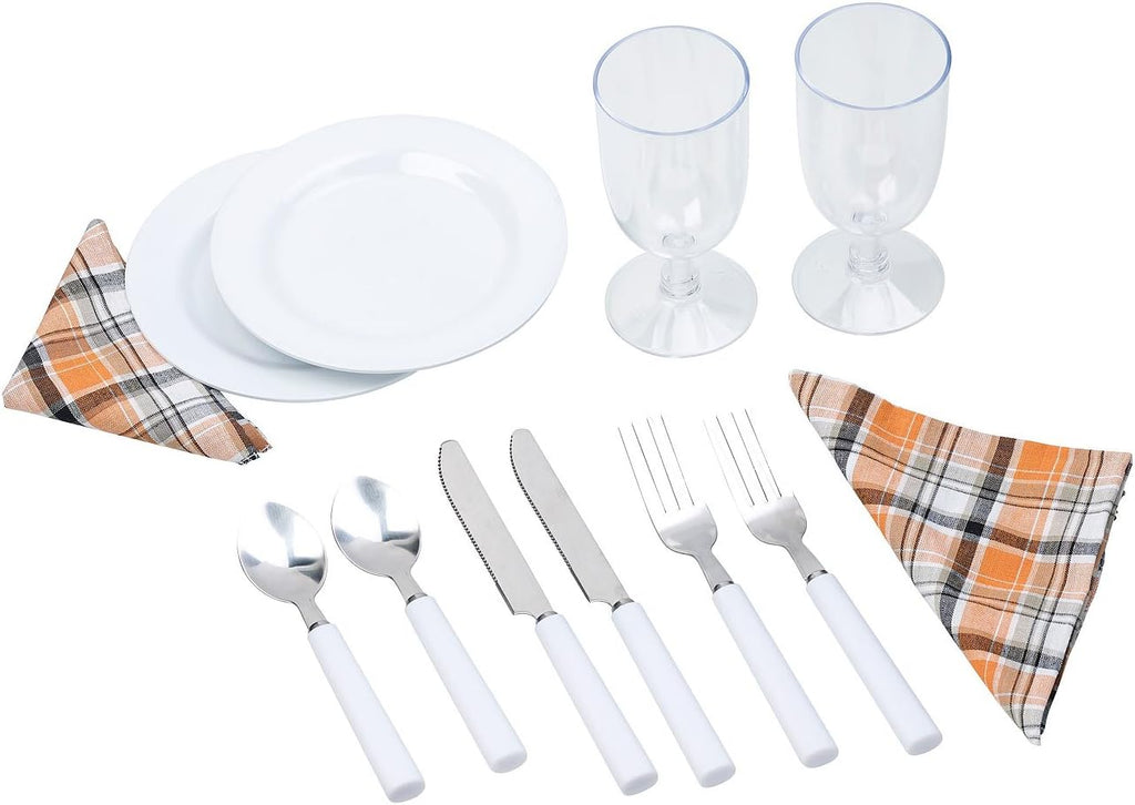 PEARL Picknick-Set fuer 2 Personen mit Tellern Besteck Glaeser Servietten