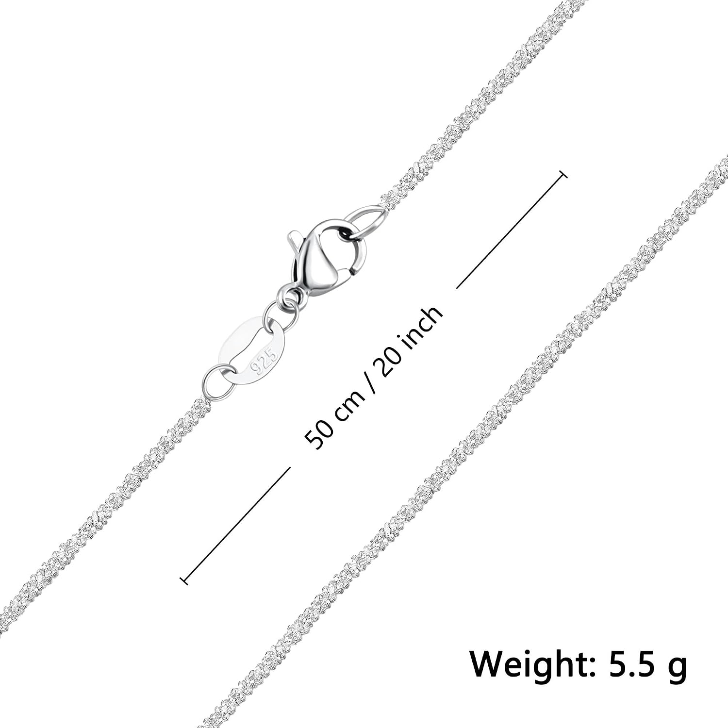 Kraven Damen Silberkette 925 Feinsilber Halskette 40cm-60cm Silber