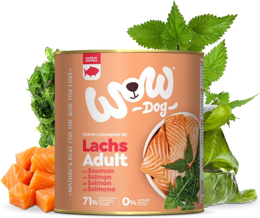 WOW Dog Nassfutter Lachs Dose 6er Pack - verschiedene Sorten, ge