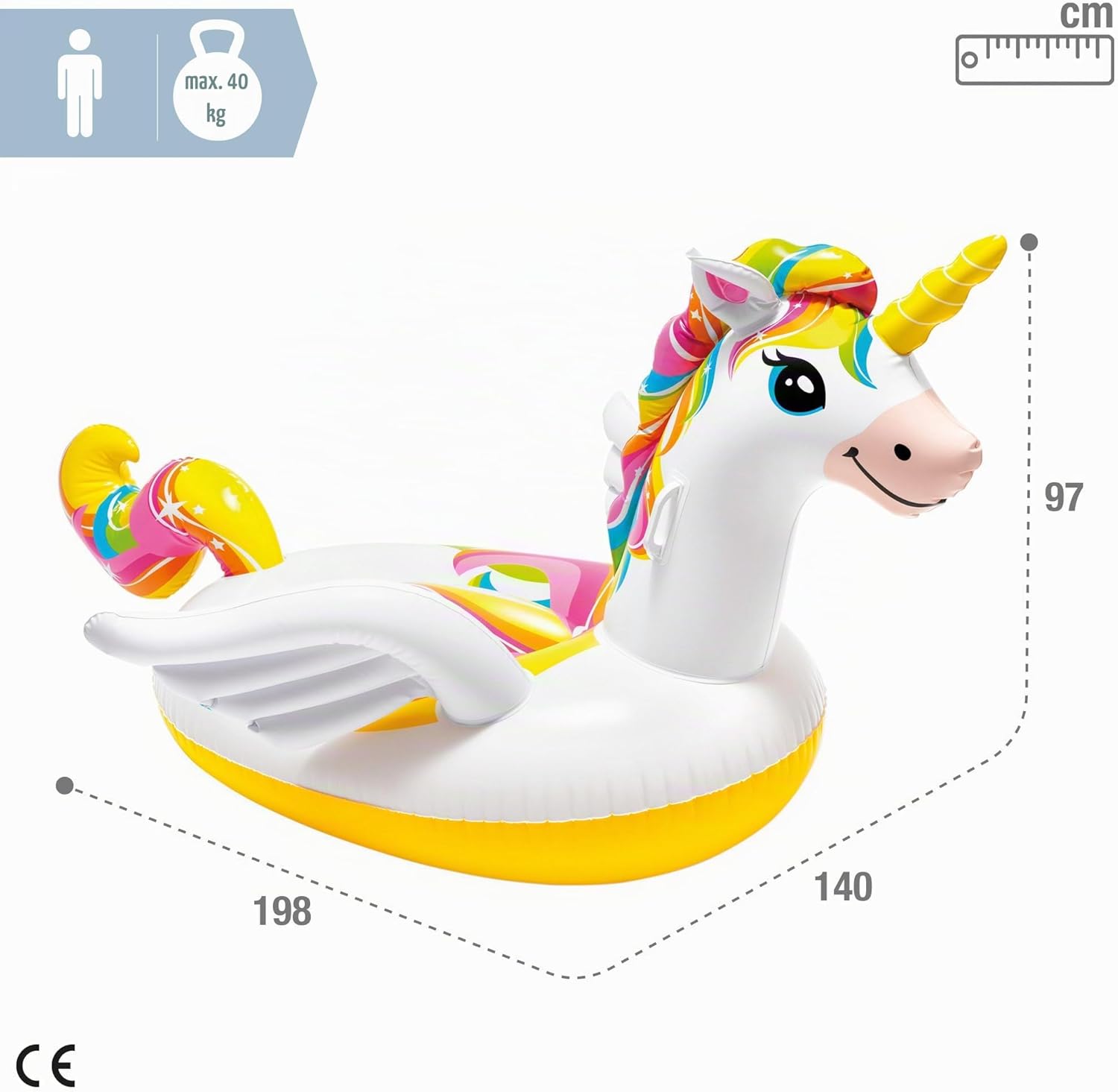 Intex 57561NP Aufblasbares Einhorn Reittier 226x173cm Schwimminsel Pool Luftmatr