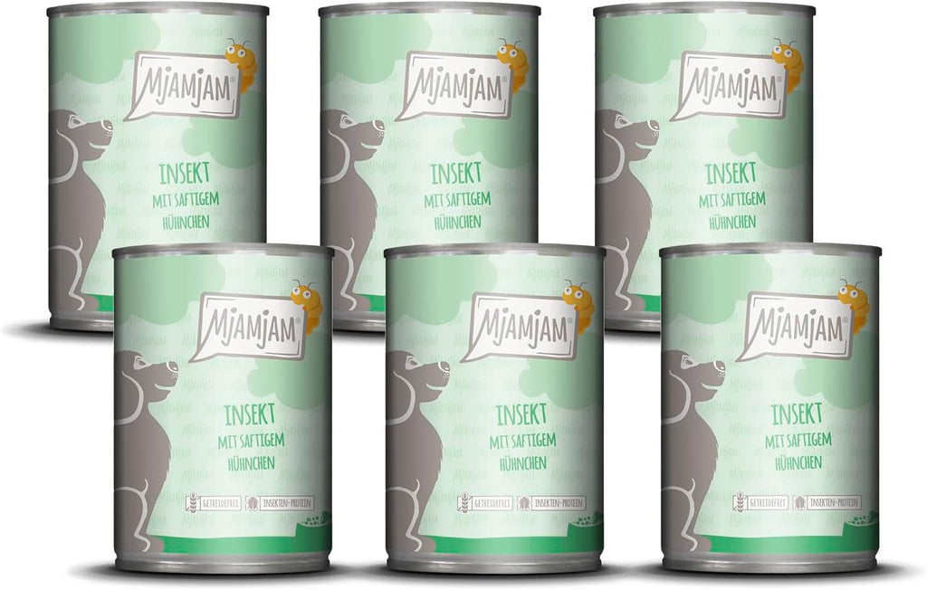 MjAMjAM Nassfutter Hund Insektenprotein mit Huehnchen 6 x 400 g getreidefrei