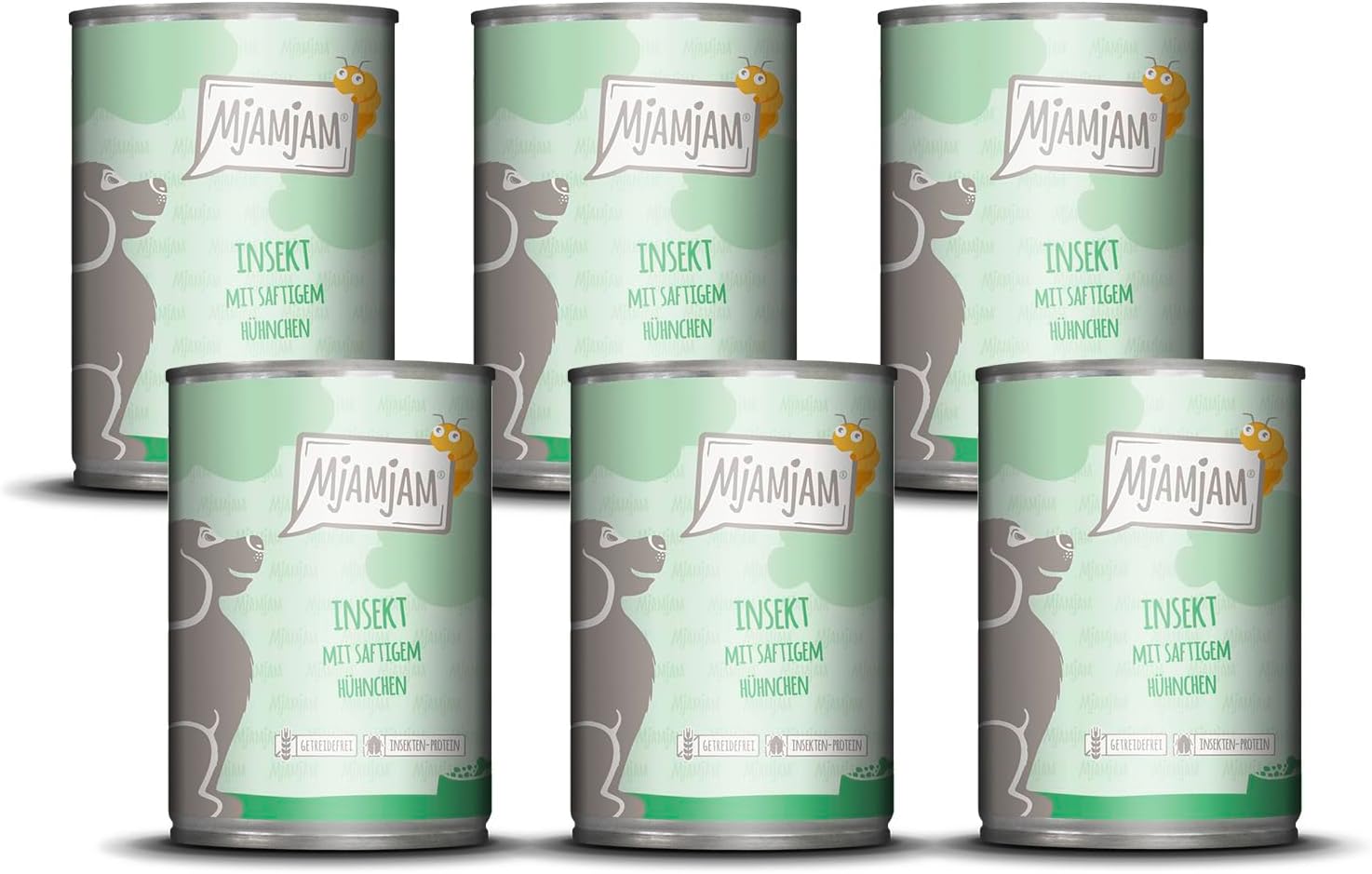MjAMjAM Nassfutter Hund Insektenprotein mit Huehnchen 6 x 400 g getreidefrei