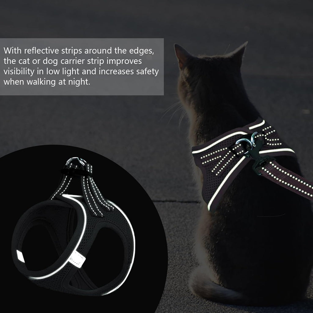 Verstellbares Katzengeschirr mit Leine, ausbruchsicher, reflektierend XS-M