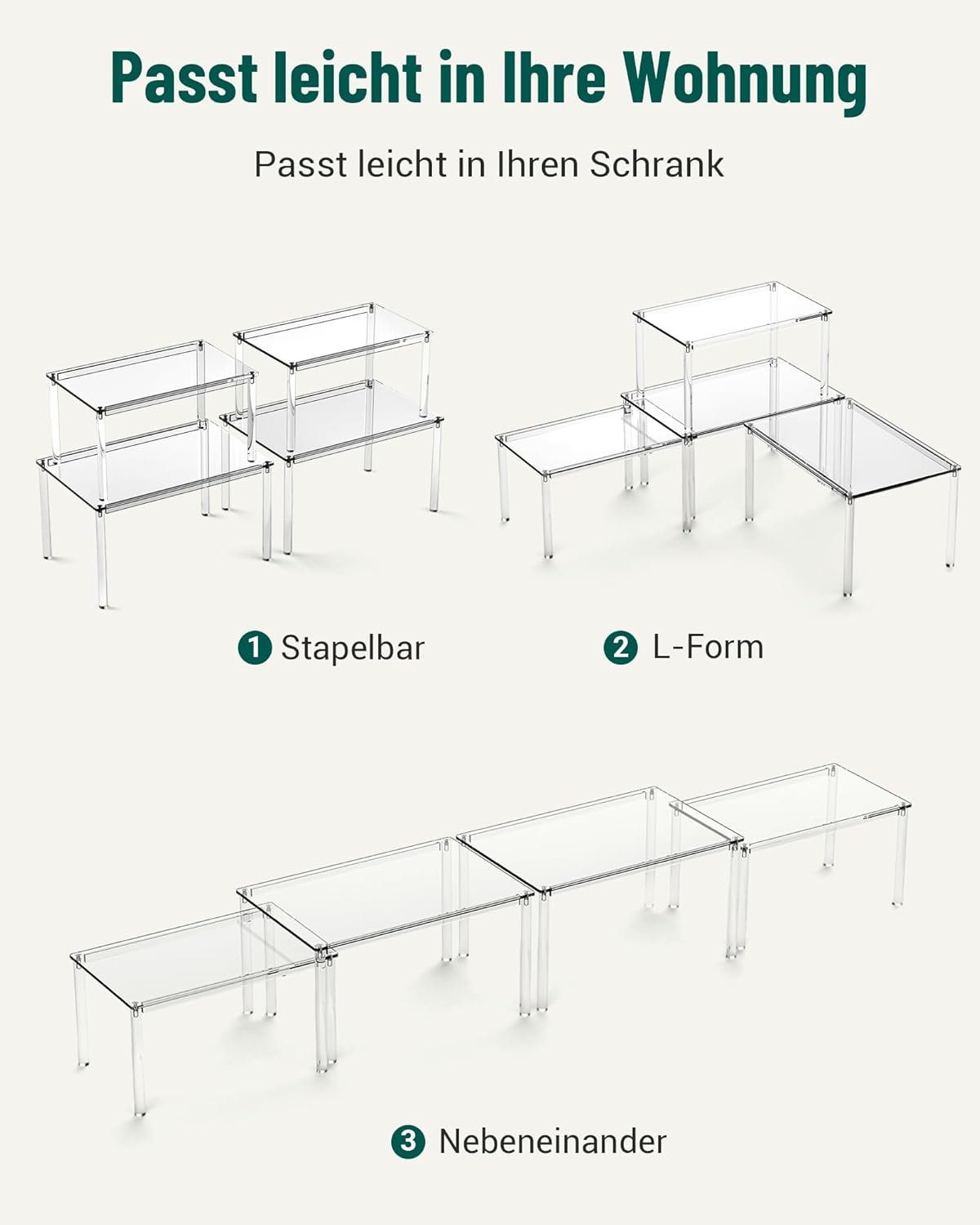 4er Set Gewuerzregal Kuechenregal Organizer Arbeitsplatte Gewuerzdosen