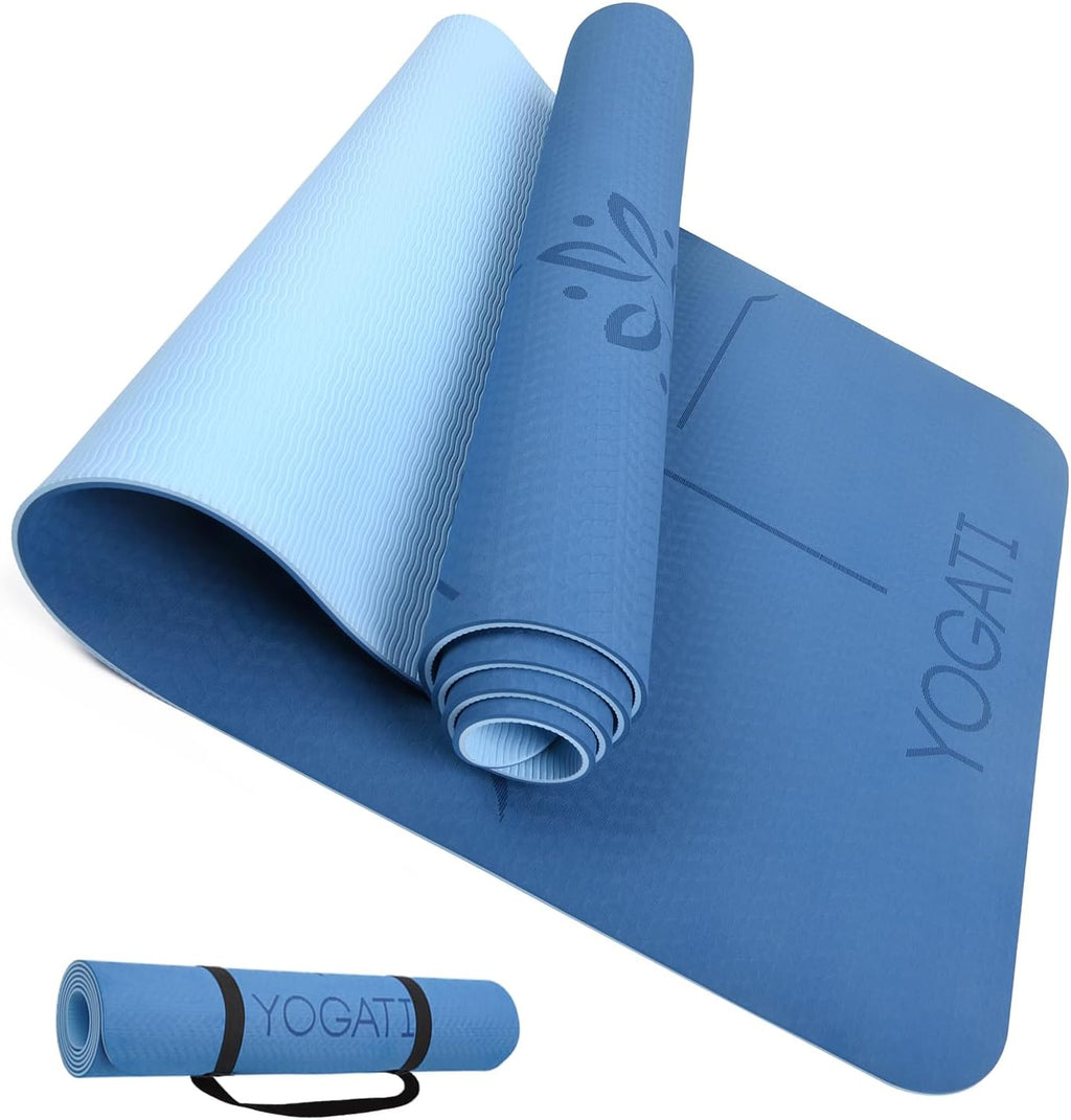YOGATI Yogamatte rutschfest Gymnastikmatte mit Tragegurt Fitness Matte