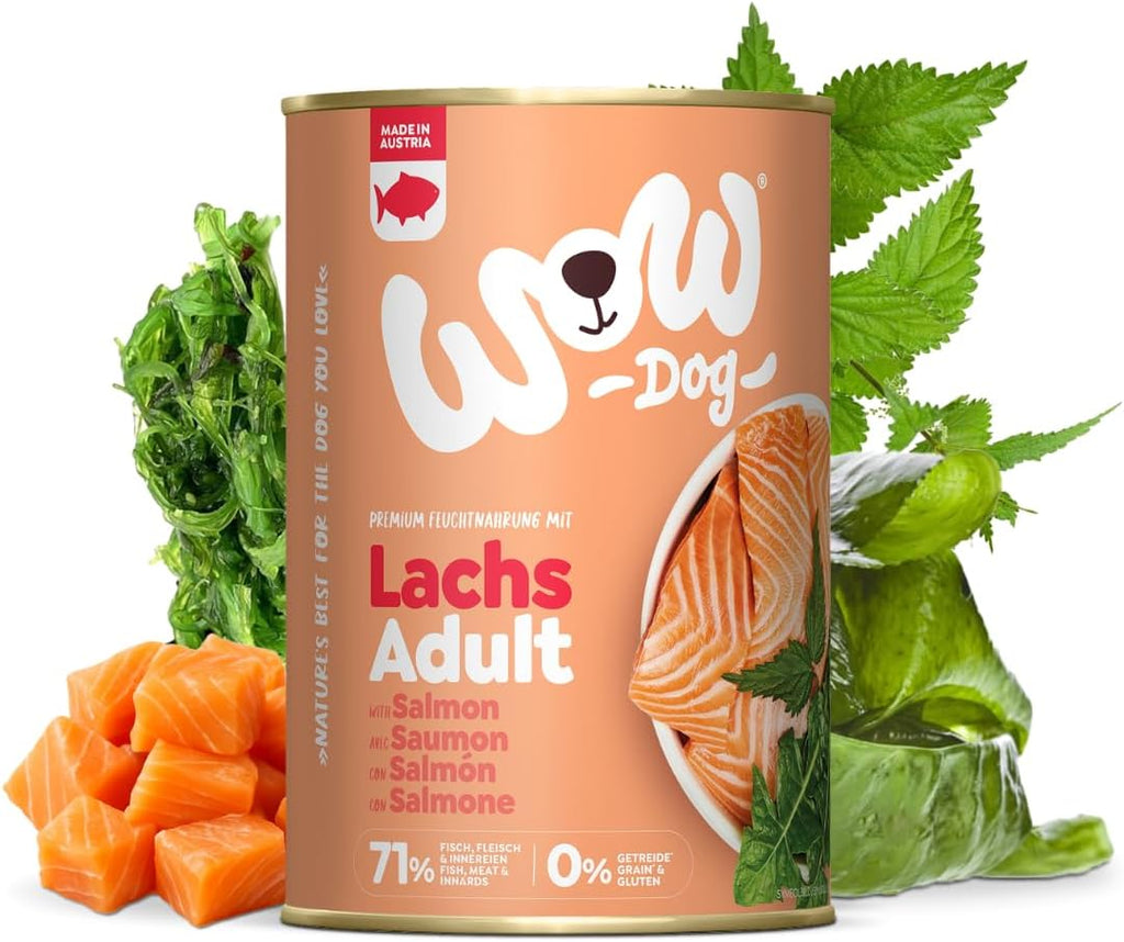 WOW Dog Nassfutter Lachs Dose 6er Pack - verschiedene Sorten, ge