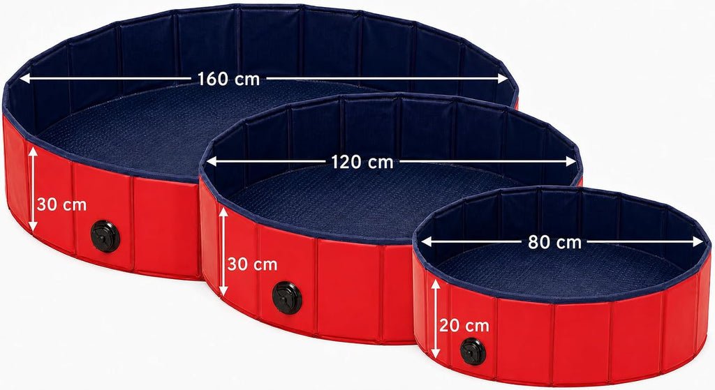 lionto faltbarer Hundepool Ø 80 cm Hoehe 20 cm PVC kratzfest Anti-Rutsch 80cm-120