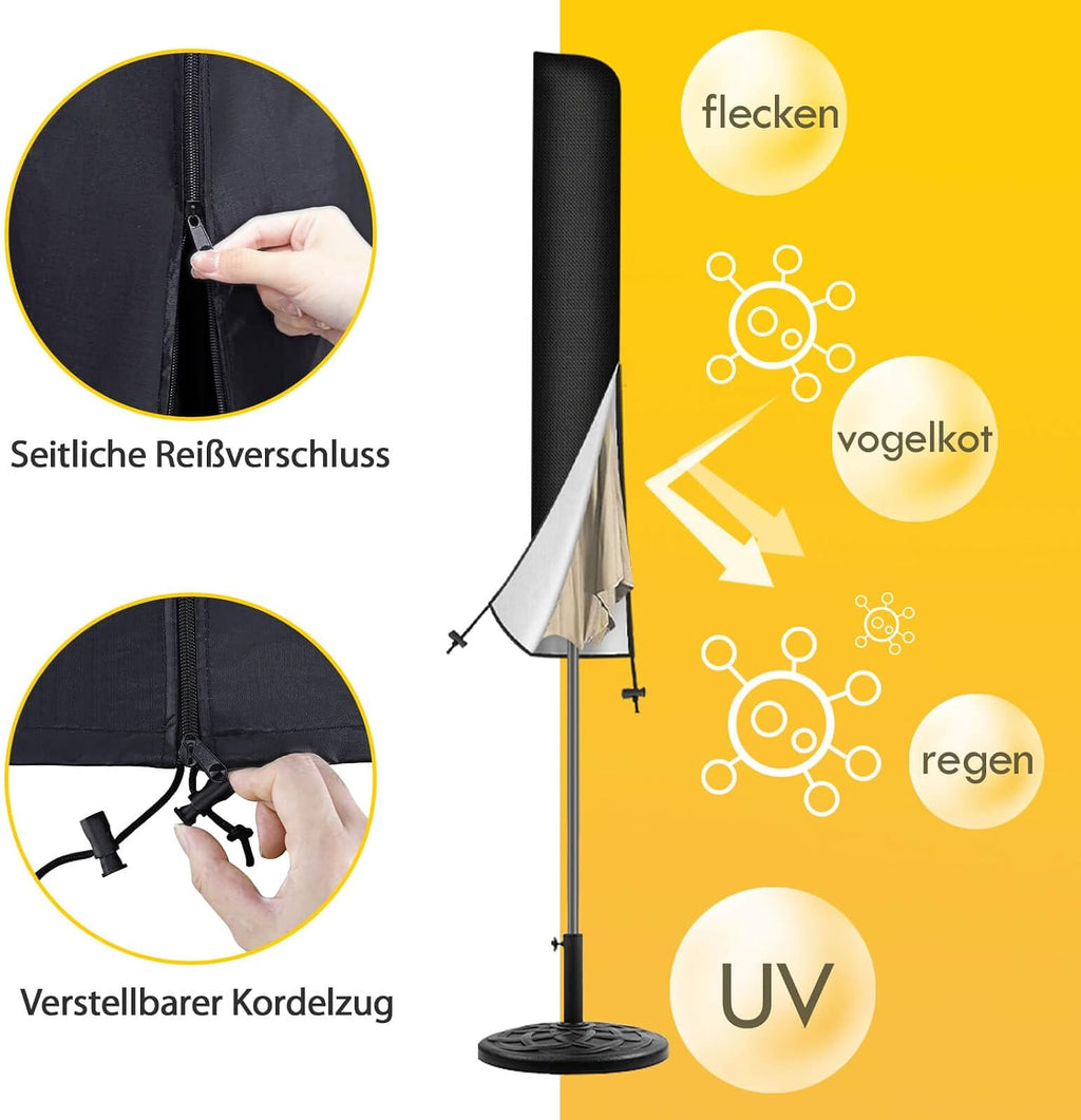 Reinalin Schutzhuelle fuer Sonnenschirm mit Stab 175×30,5/36,5 cm 27cm-50cm