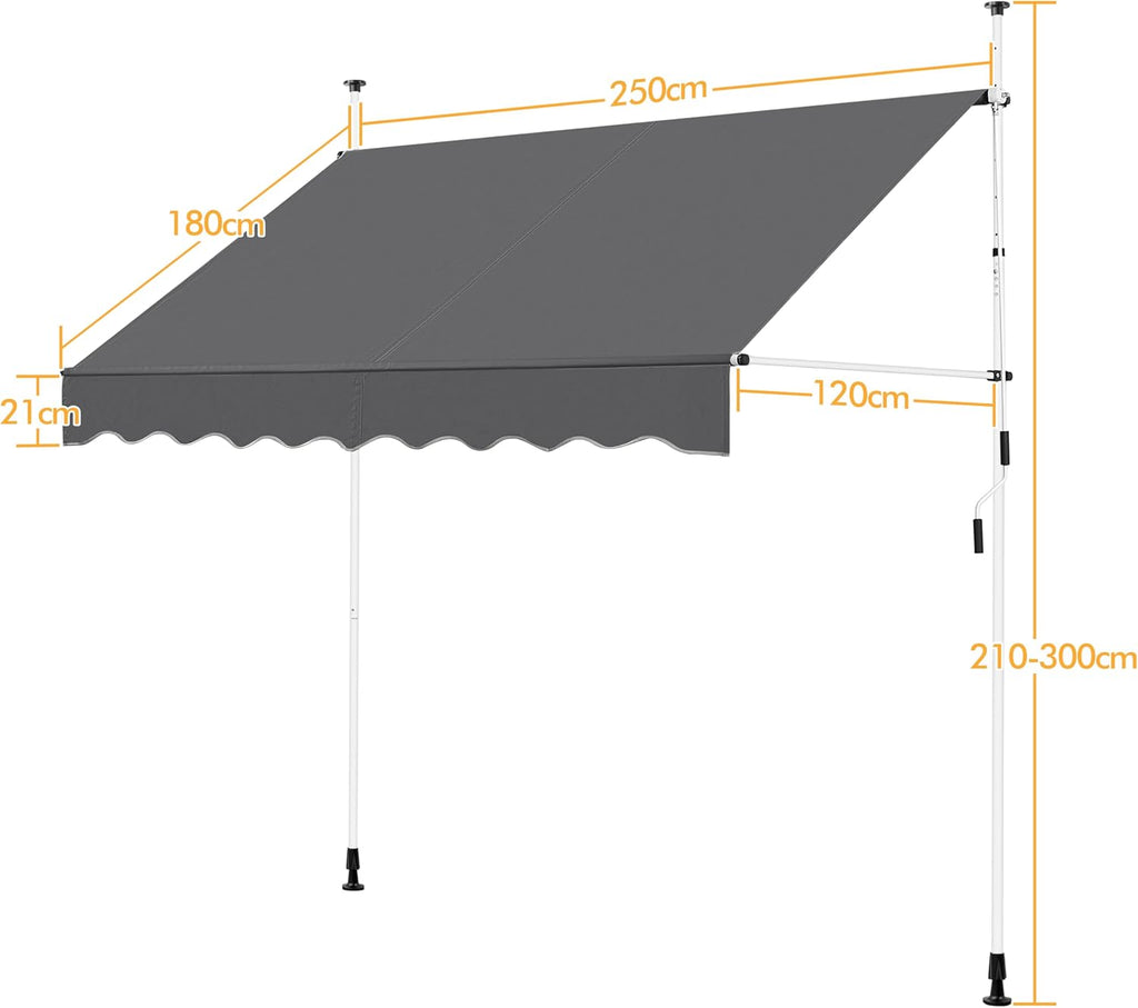 Yaheetech Klemmmarkise Balkonmarkise 300 cm Breite hoehenverstellbar 150cm-300cm