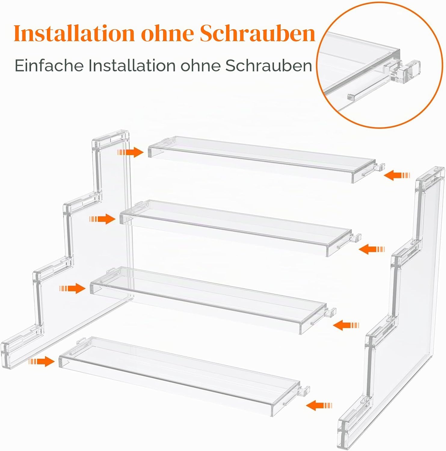 Lifewit Display Staender 3‑stufig klar 22,8cm-30,5cm (22,8×15,7×13 cm)