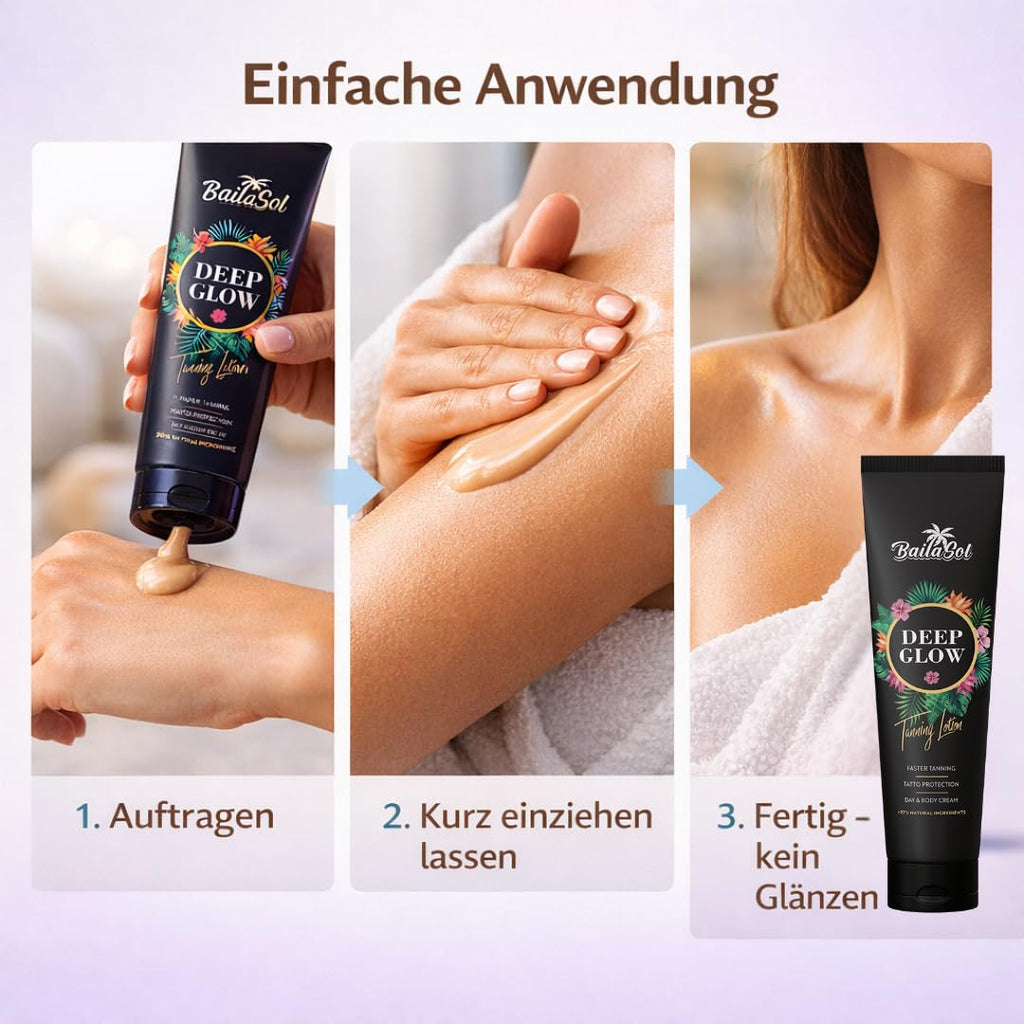 Deep Glow Braeunungsbeschleuniger 150 ml mit Melano Blend, vegan, Tattoo-Schutz