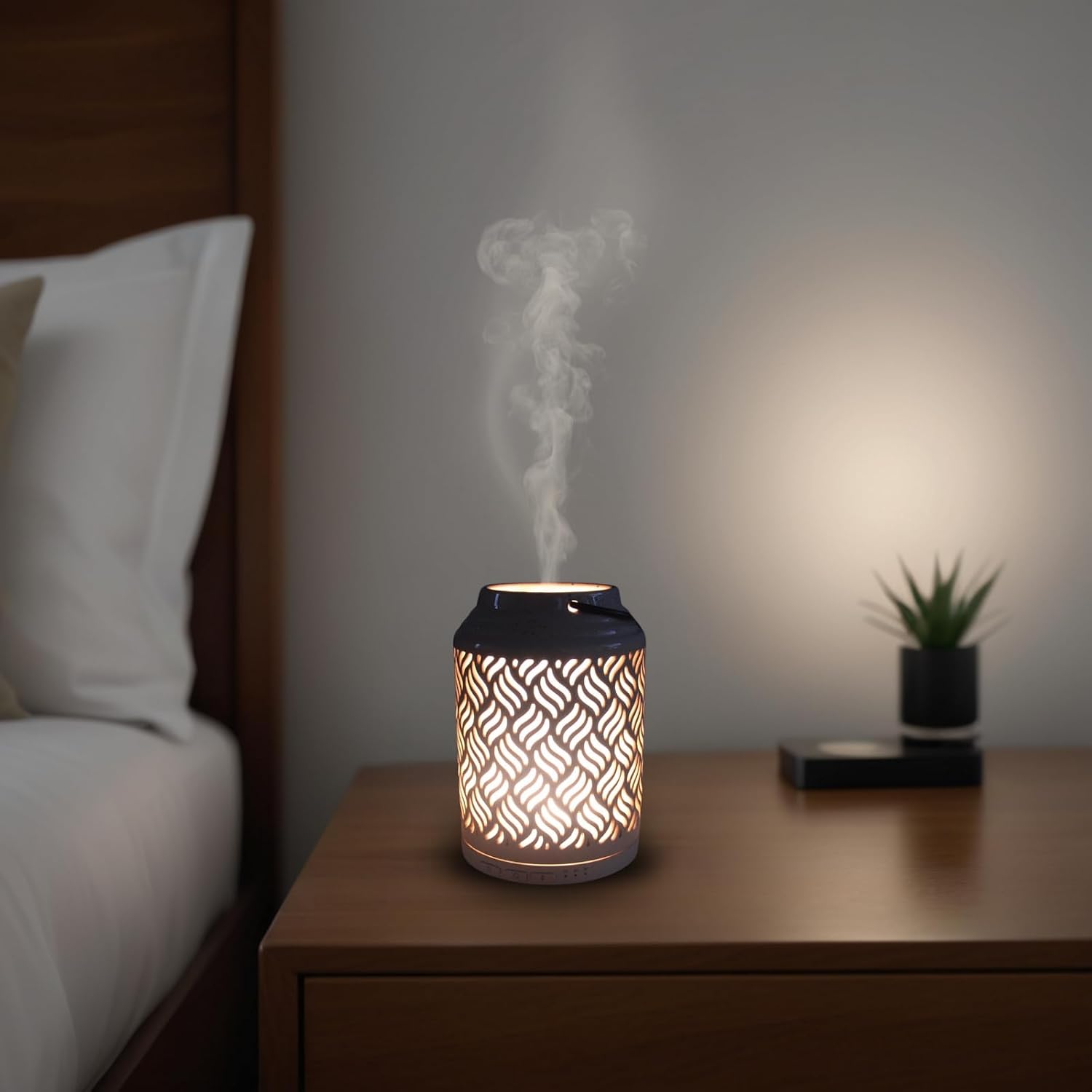 Zen Arôme WLAN Aroma Diffuser Holz Keramik kompatibel mit Alexa Google Home