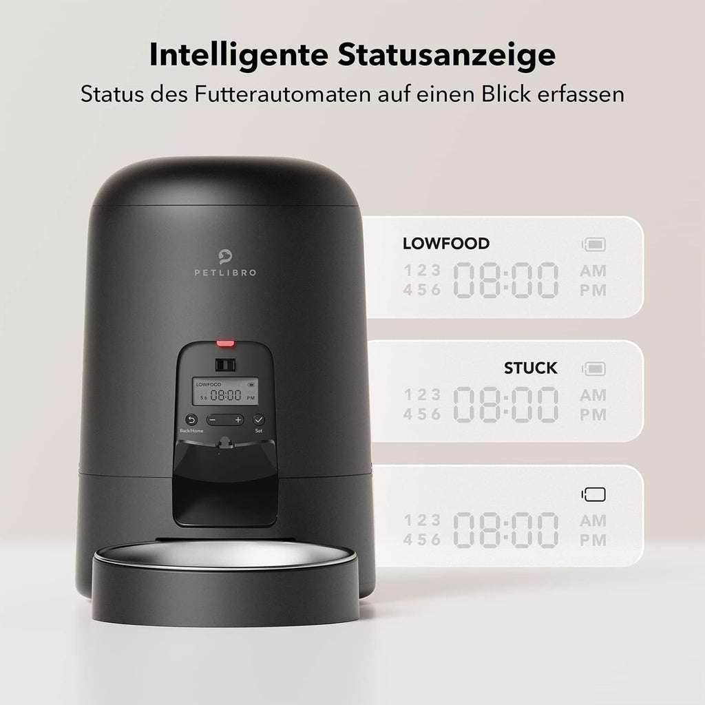 PETLIBRO Intelligenter Katzenfutterautomat kabellos mit App Steuerung, Edelstahl