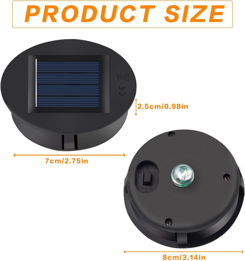 Solarleuchte Ersatzdeckel 7cm-8cm mit LED Solarpanel wasserdicht, 6 Stueck