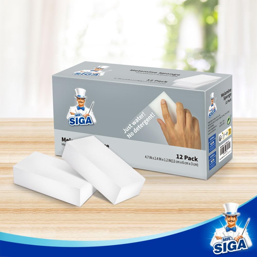 MR.SIGA Melamin Reinigungsschwamm 12er Set 12×6×3 cm Schmutzradierer