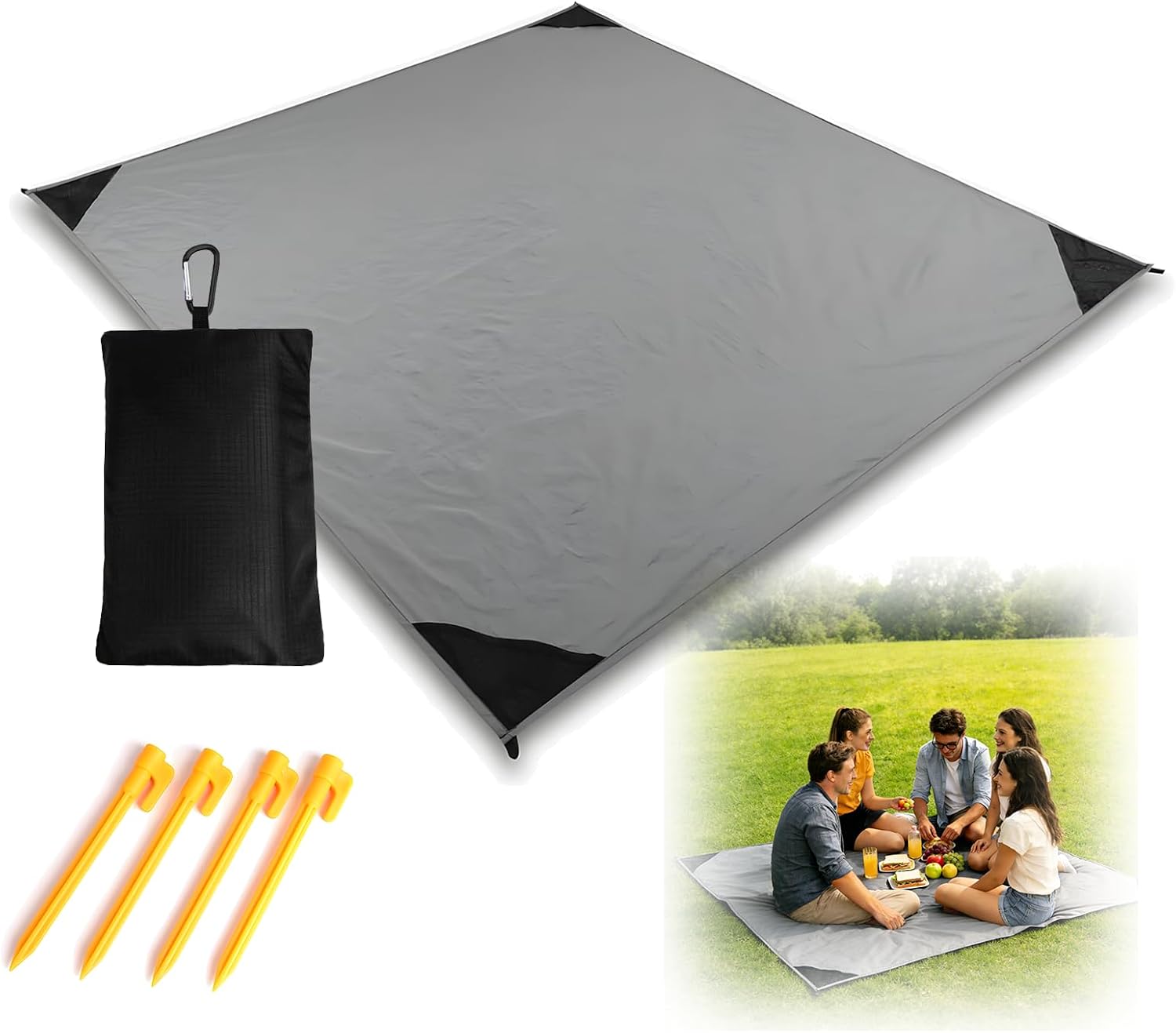 200x210 cm Strand- und Picknickdecke wasserdicht faltbar mit Tasche