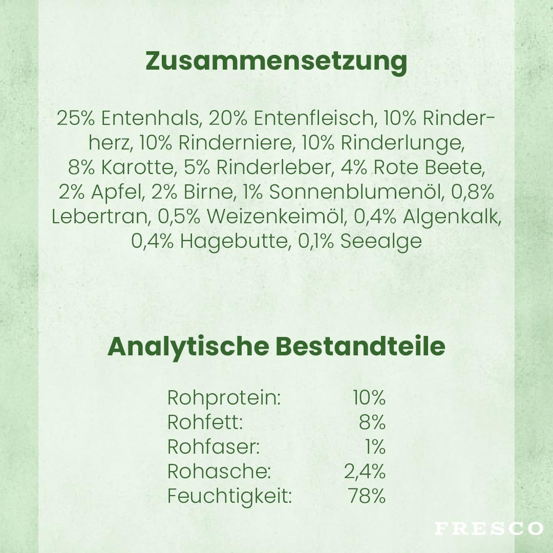FRESCO Dog NassBARF Kaninchen mit Rind 12x400g, getreidefrei, verschiedene Sorte