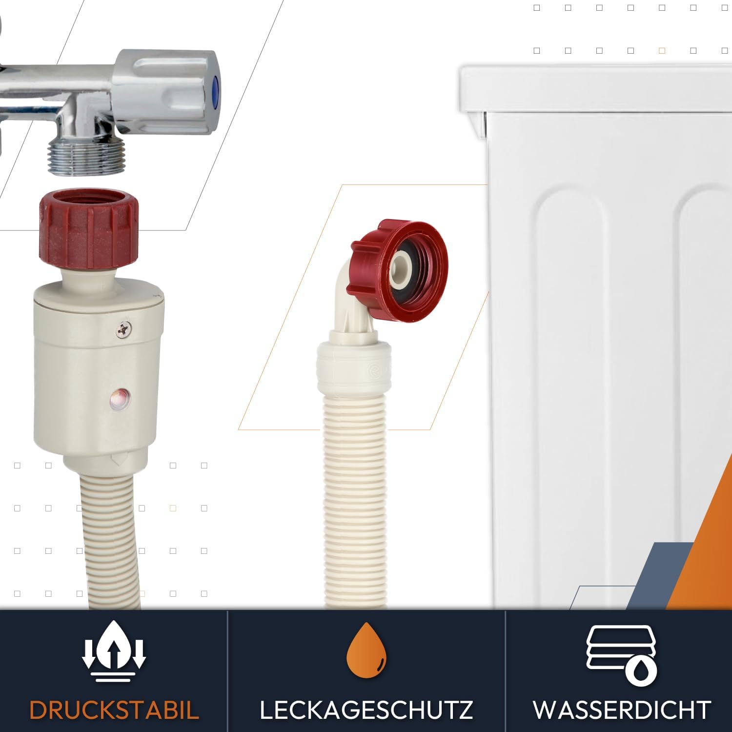 Kenekos Aquastop Zulaufschlauch 3/4" 1,5 m mit Sicherheitsventil Schmutzsieb