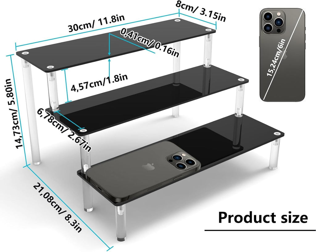 Acryl Riser Display Regal fuer Amiibo und Funko Pop Figuren, schwarz, Tischstaende