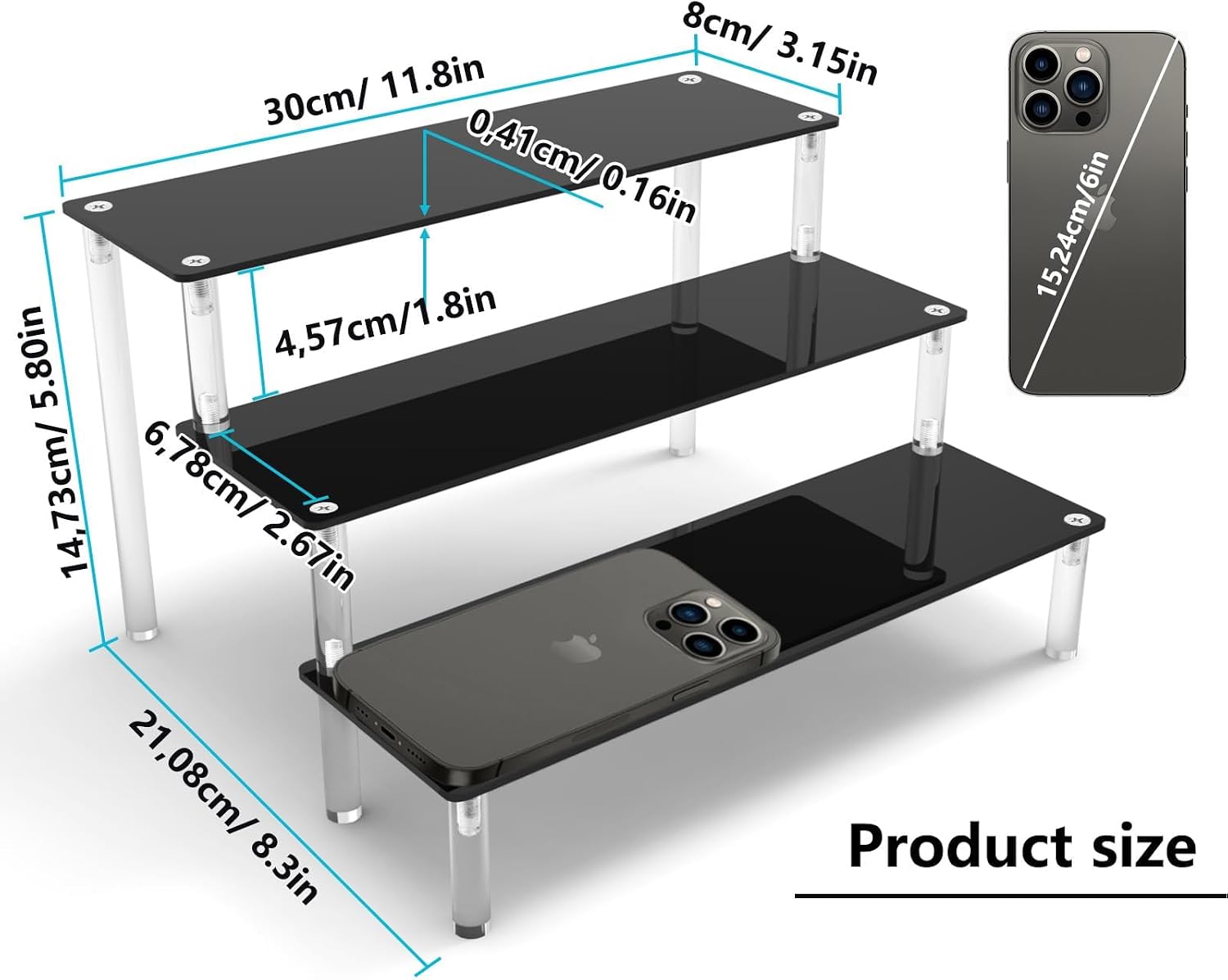Acryl Riser Display Regal fuer Amiibo und Funko Pop Figuren, schwarz, Tischstaende