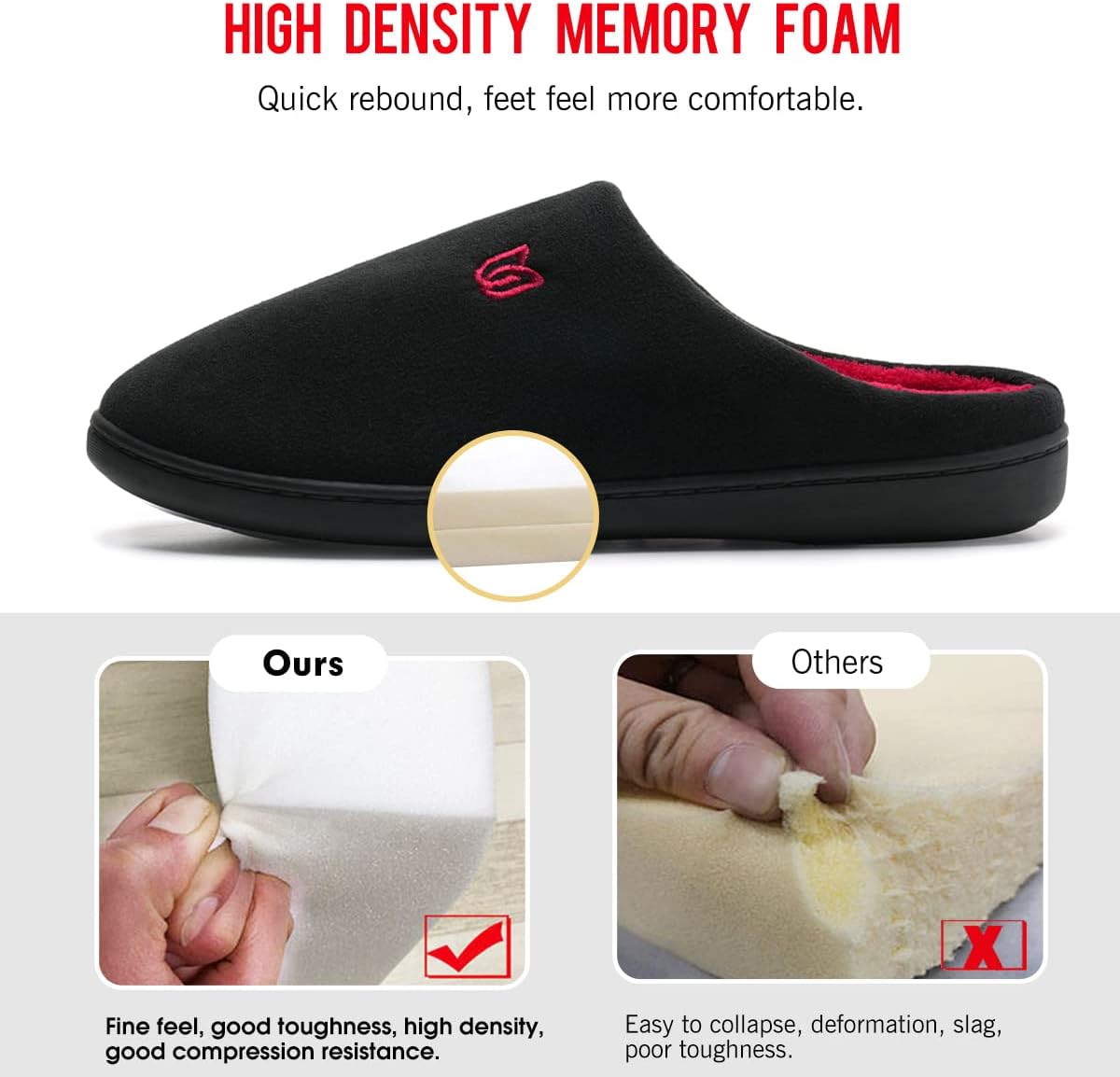 Watelves Hausschuhe mit Memory-Schaum Damen Herren Baumwolle warm