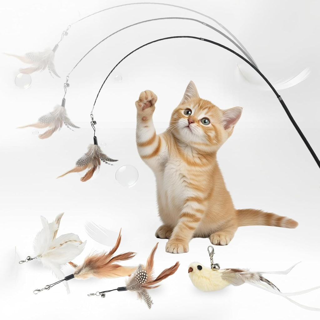 Otraki Katzenangel 110 cm mit Federn und Glocke Katzenspielzeug