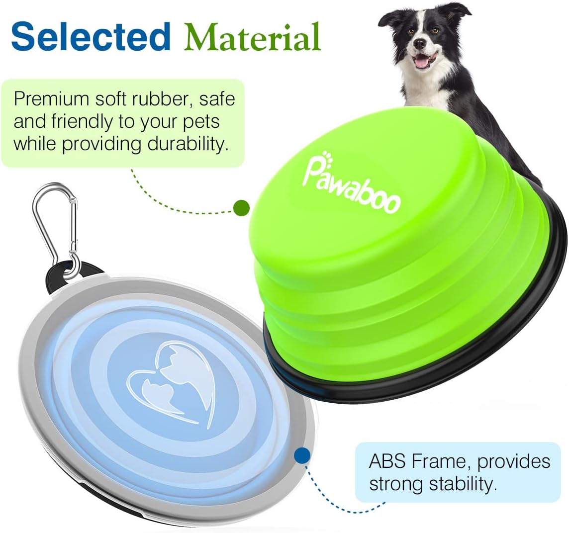 Pawaboo faltbarer Silikon Hundenapf mit Deckel Karabiner Tuerkis/Lil