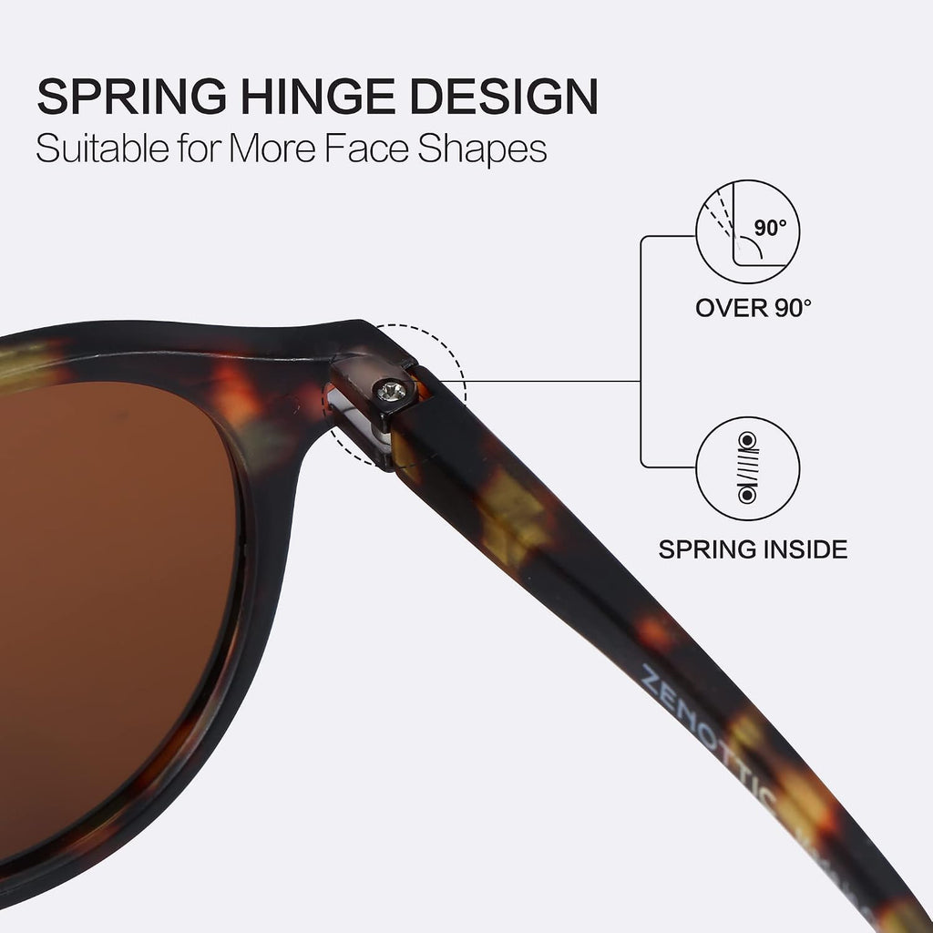 ZENOTTIC Sonnenbrille polarisiert rund UV400 Vintage Rahmen Herren Damen