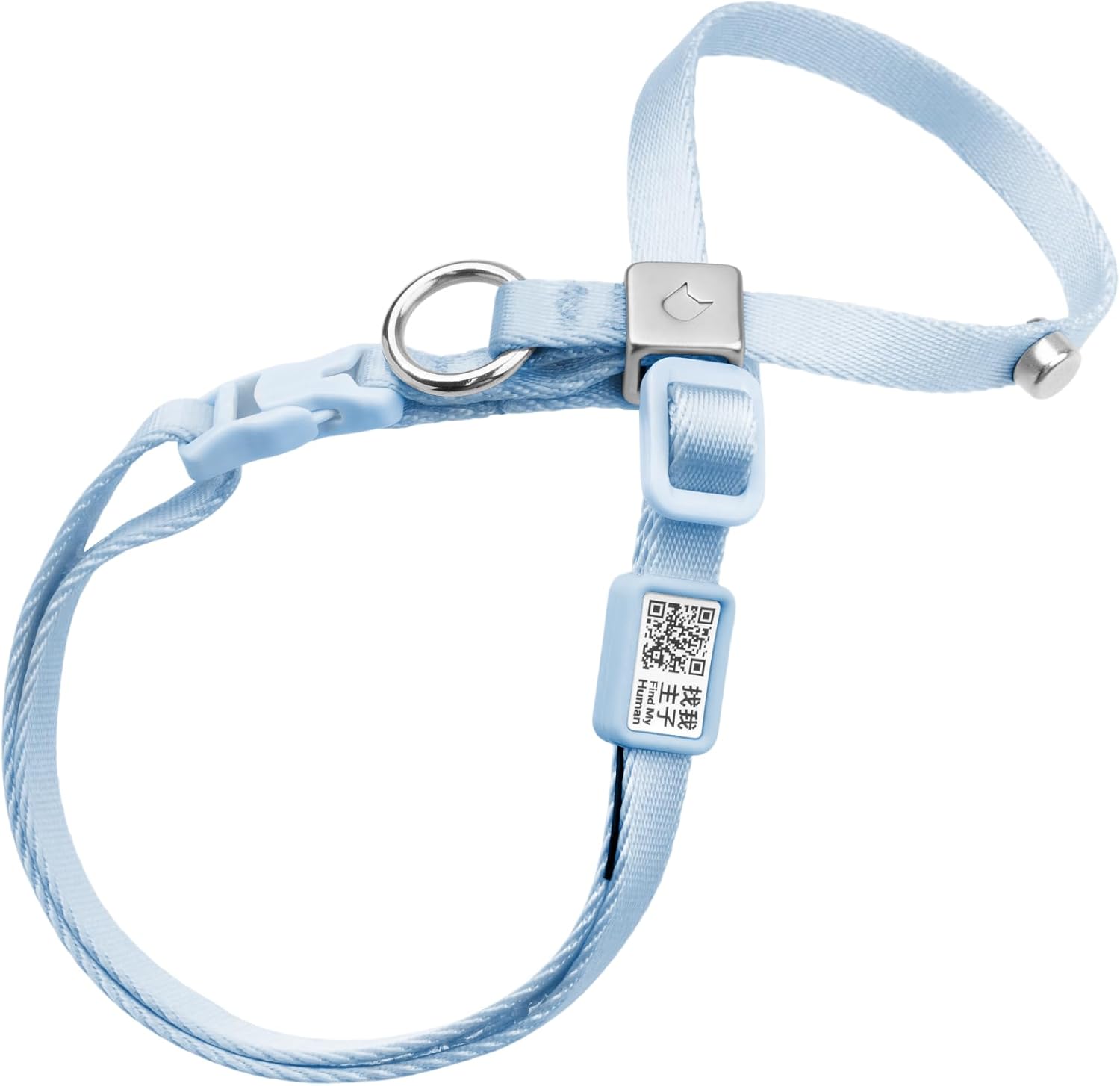 Katzengeschirr verstellbar Groesse S-M weich 8‑Form mit QR‑Code Schnellverschluss