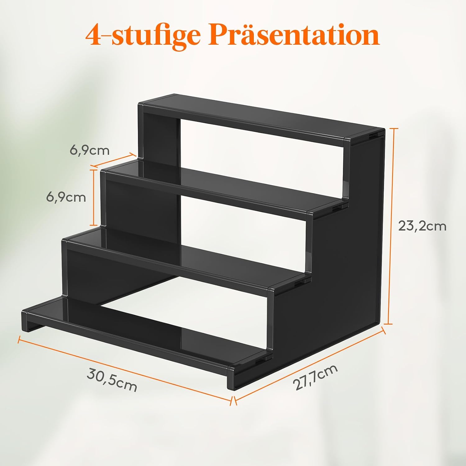 Lifewit Acryl Display 4 Ebenen Schwarz 30 cm - 2er-Set - 22,8cm-30,5cm