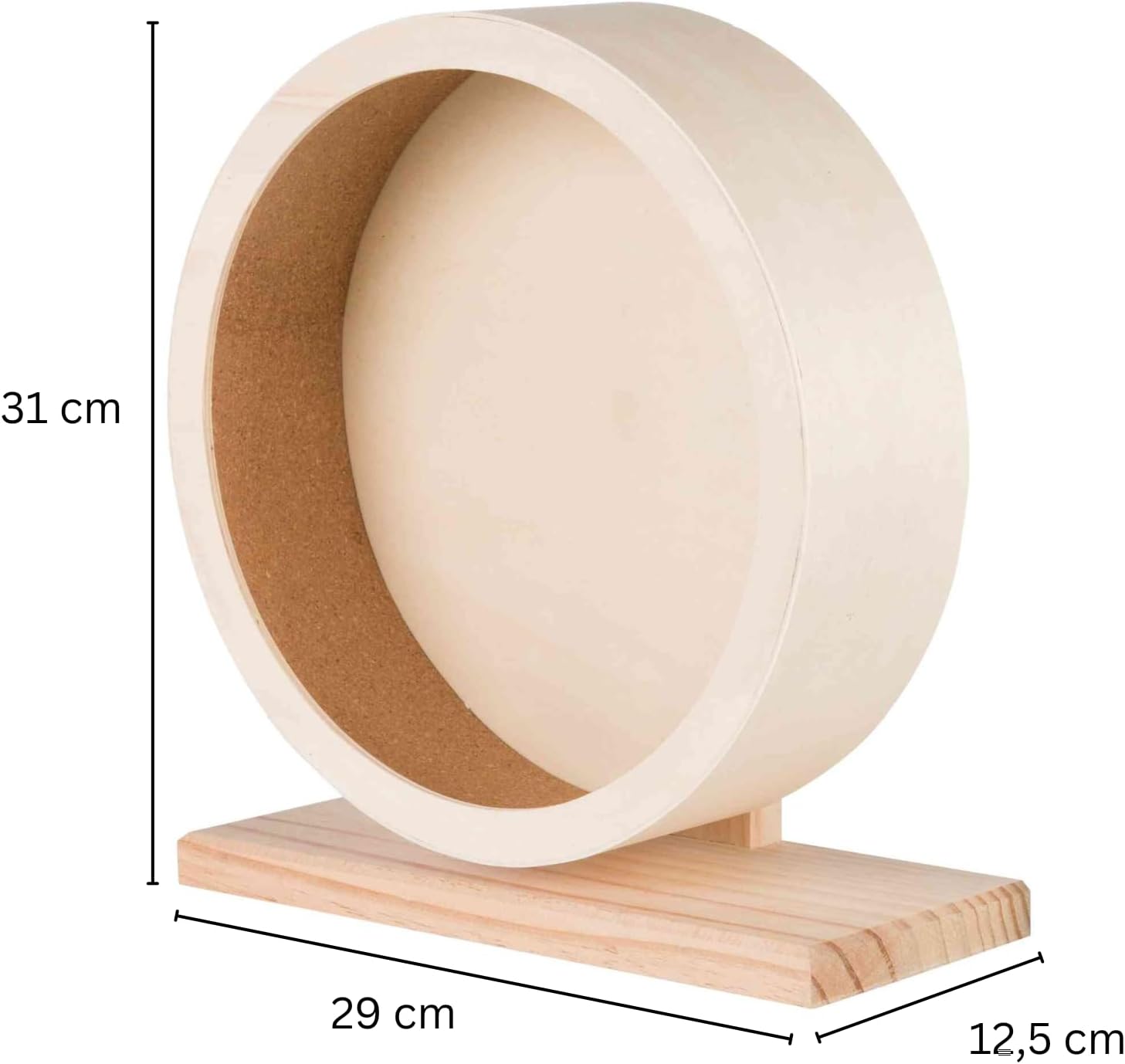 Trixie Hamsterlaufrad Holz ø28cm geschlossene Korklaufflaeche leise 15cm-28cm