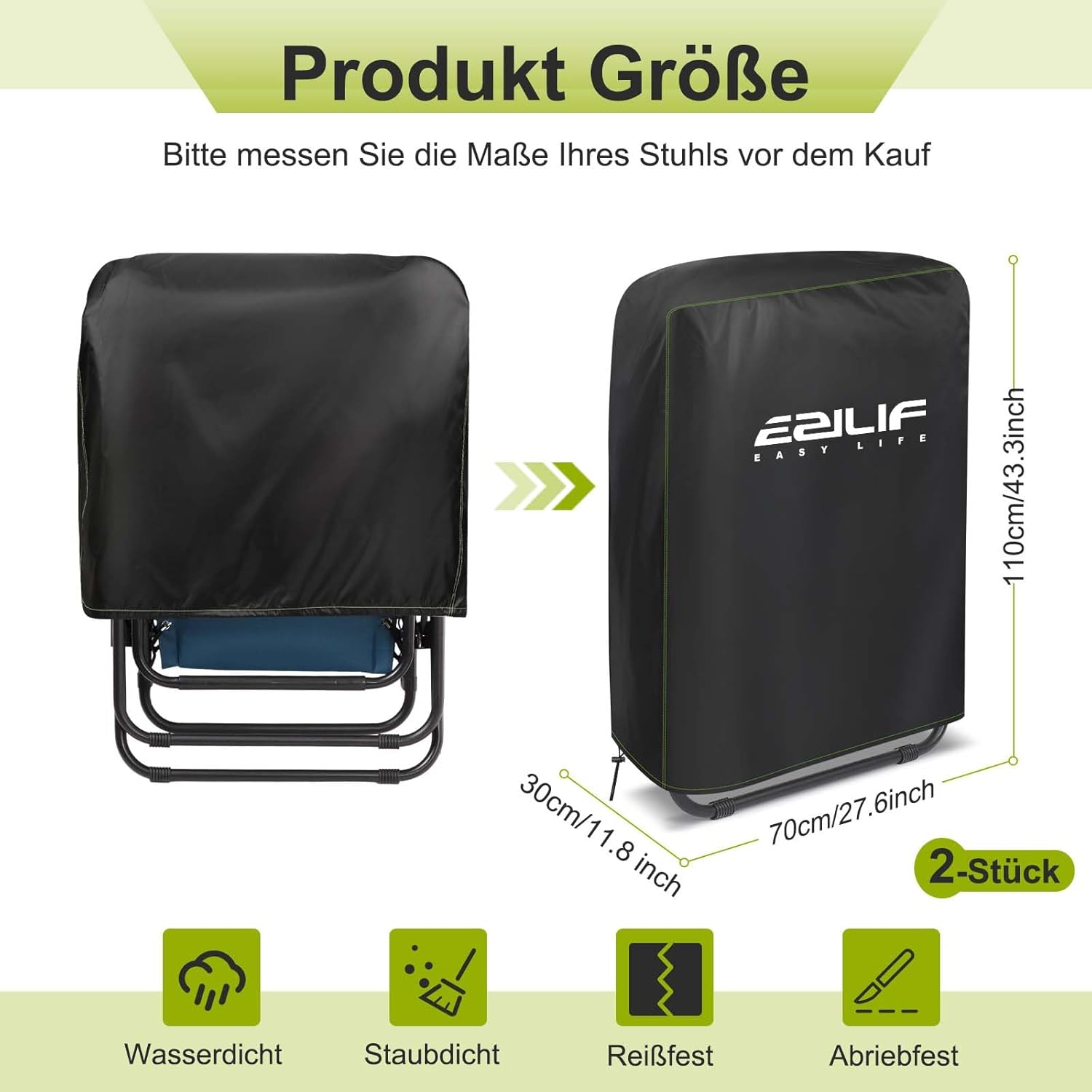 Schutzhuelle fuer Klappstuhl 70x110 cm, wasserdicht, wind- und UV-bestaendig